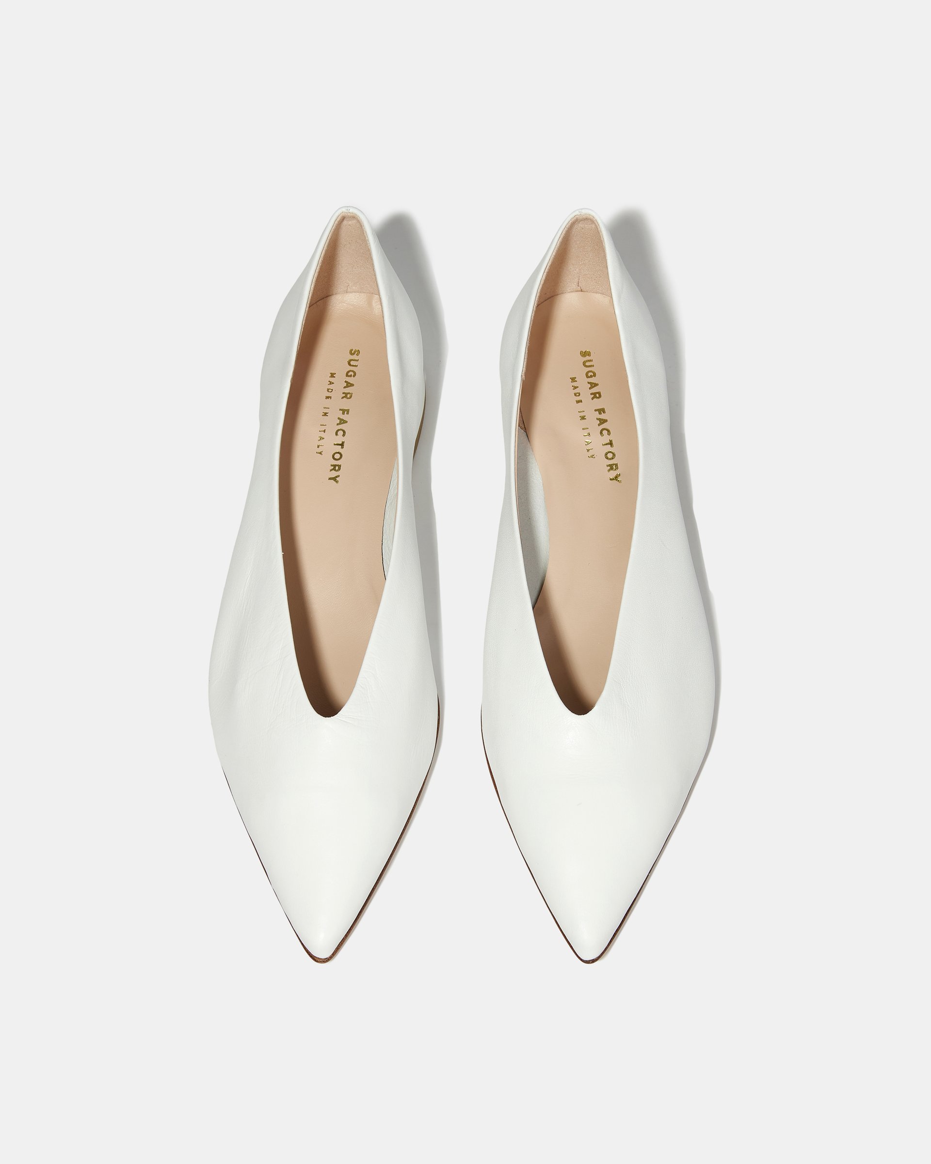 Белые кожаные туфли на низком каблуке с заостренным носом - Image 4 of 5