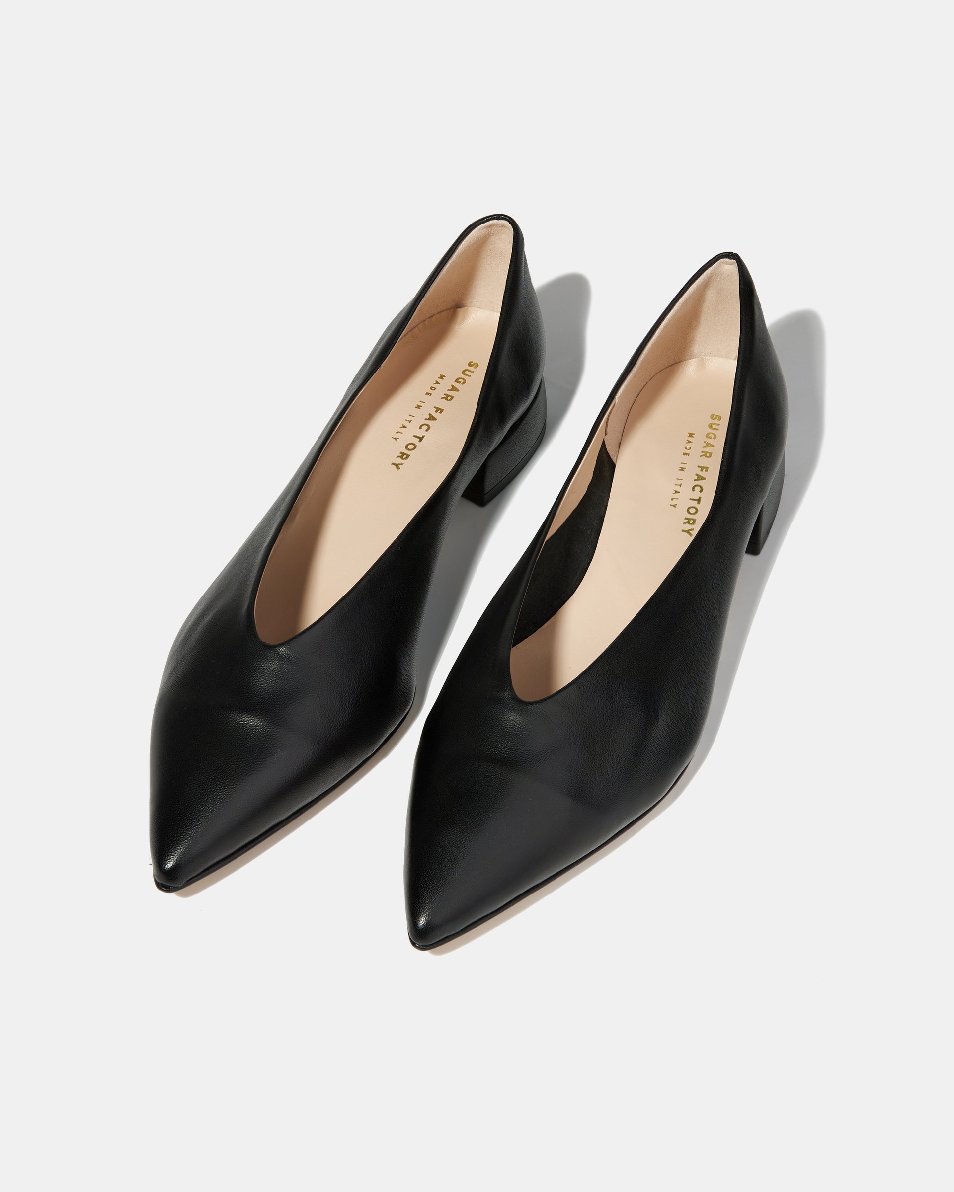 Черные туфли из натуральной кожи с острым носом и низким каблуком - Image 3 of 5