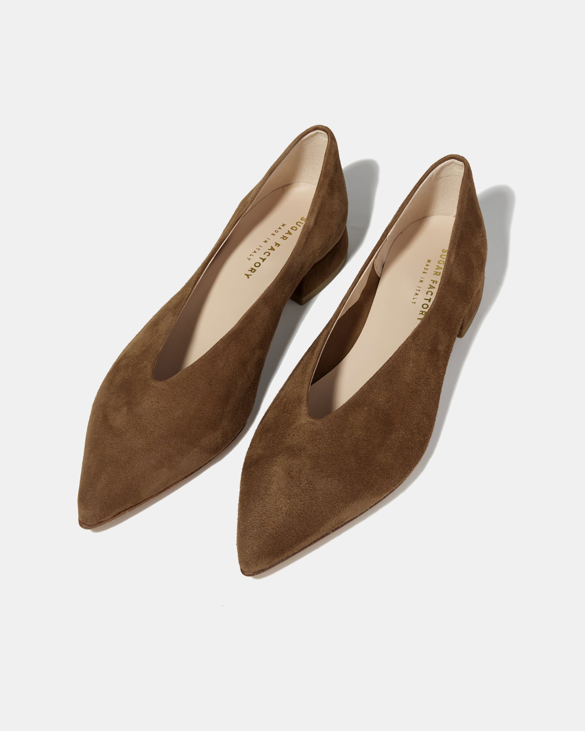Коричневые замшевые туфли на низком каблуке с острым носом - Image 3 of 5