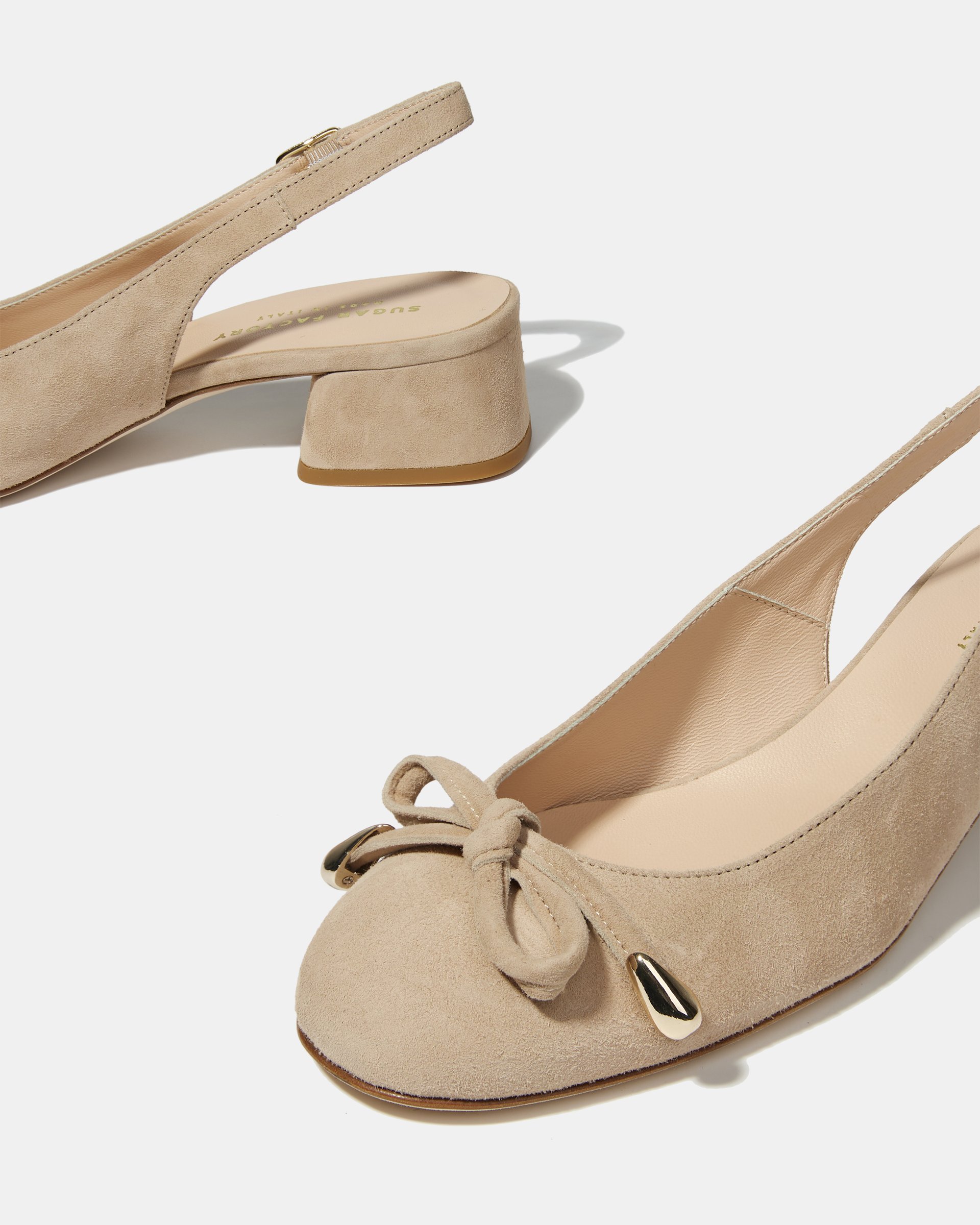 Бежевые замшевые туфли-слинбэк на низком каблуке - Image 4 of 4