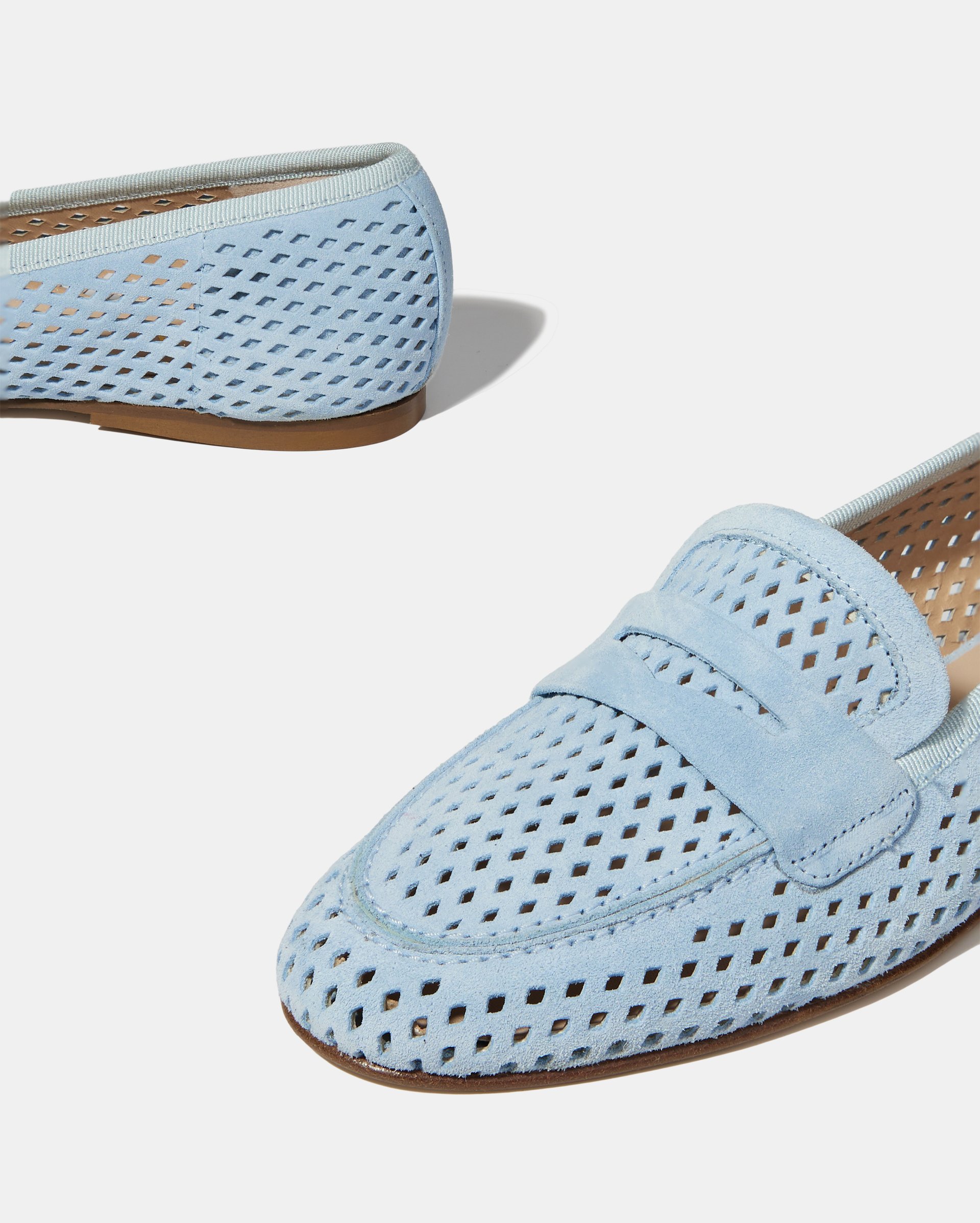 Голубые лоферы из перфорированной замши - Image 4 of 4