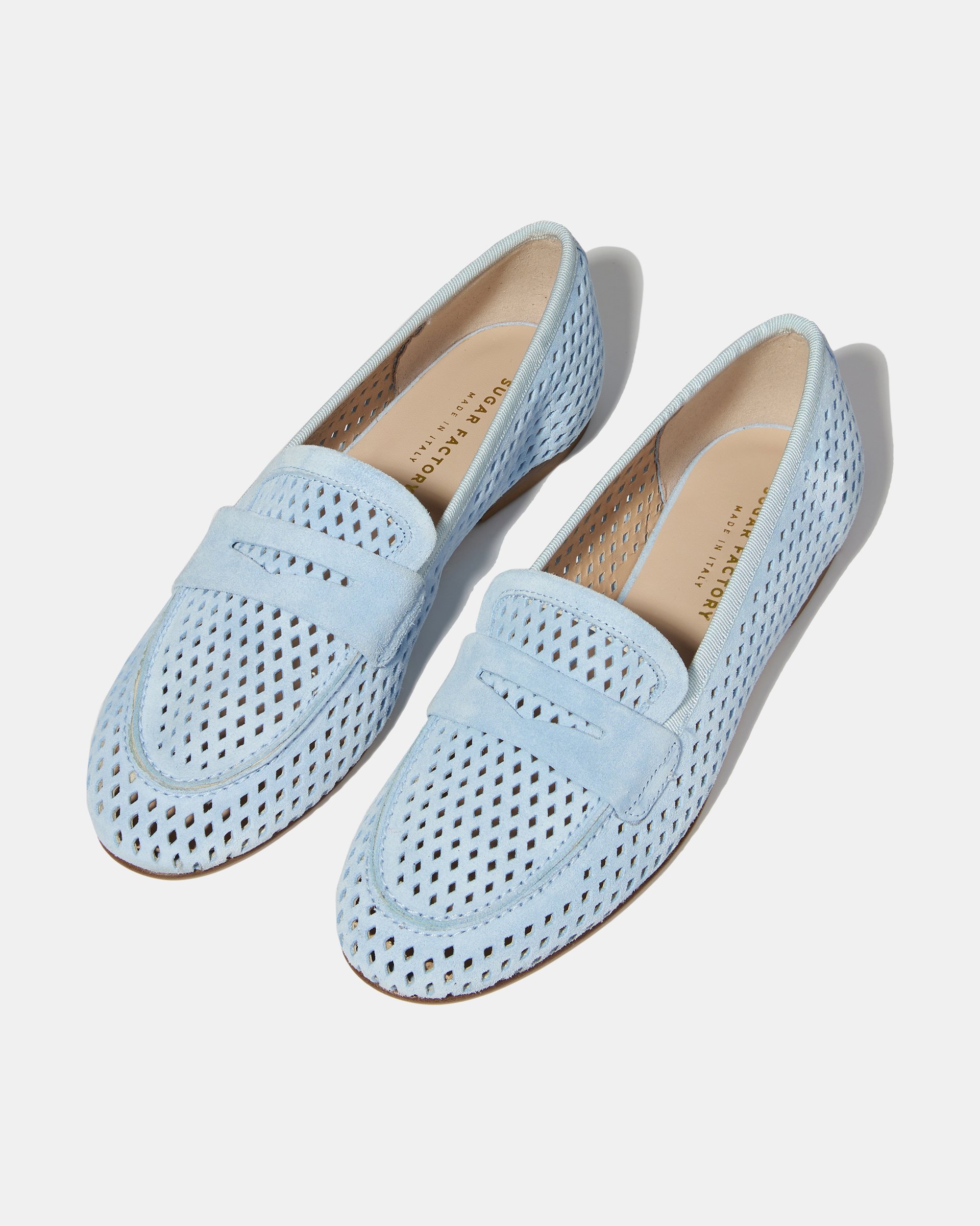 Голубые лоферы из перфорированной замши - Image 2 of 4