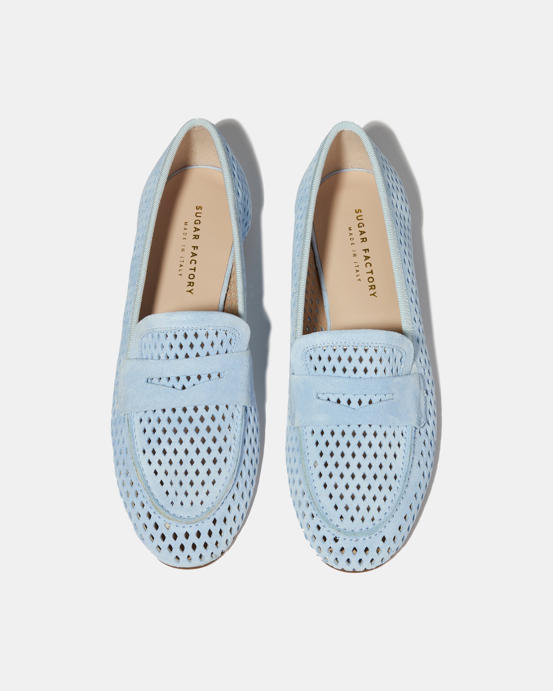 Голубые лоферы из перфорированной замши - Image 3 of 4