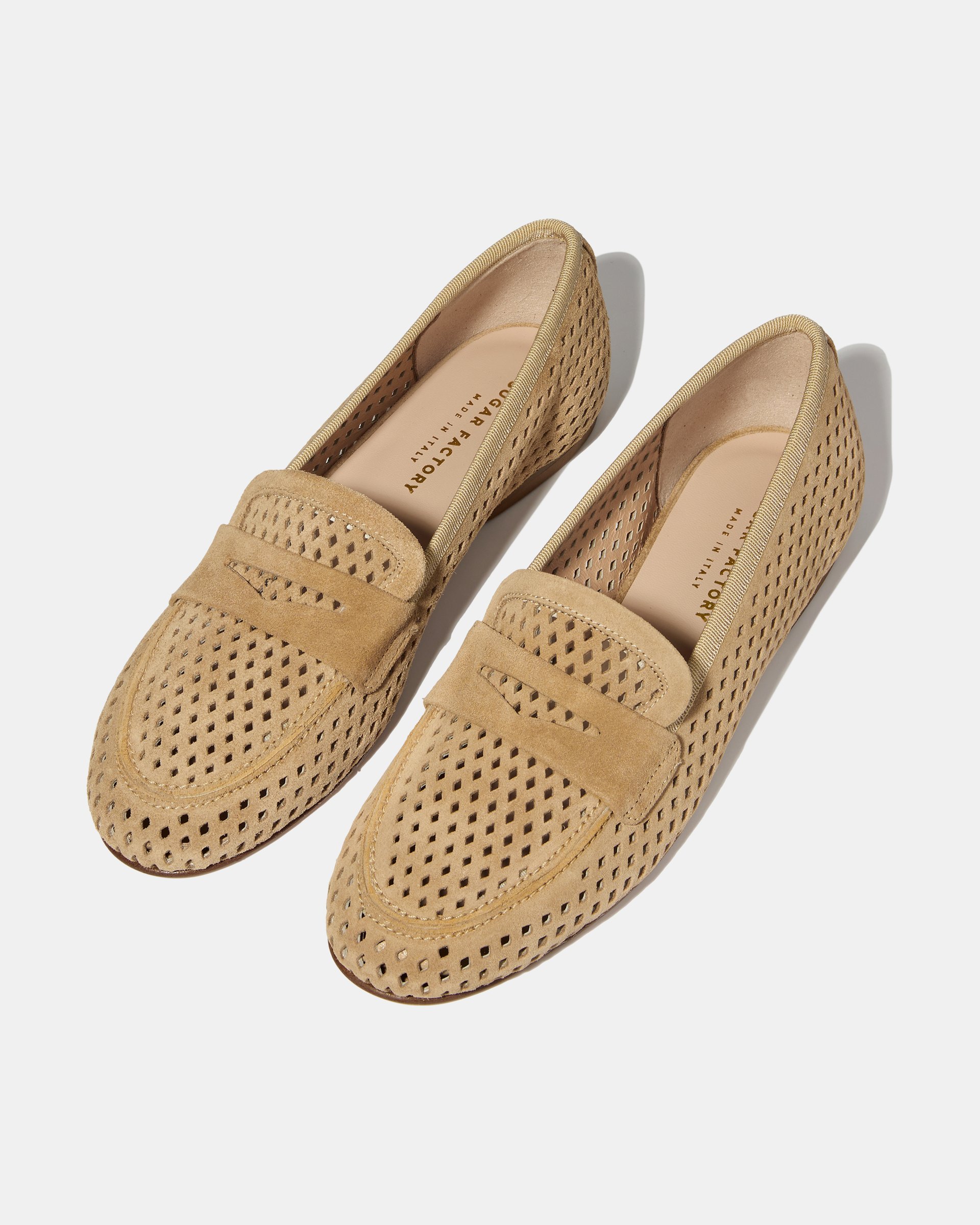 Бежевые лоферы из перфорированной замши - Image 2 of 4