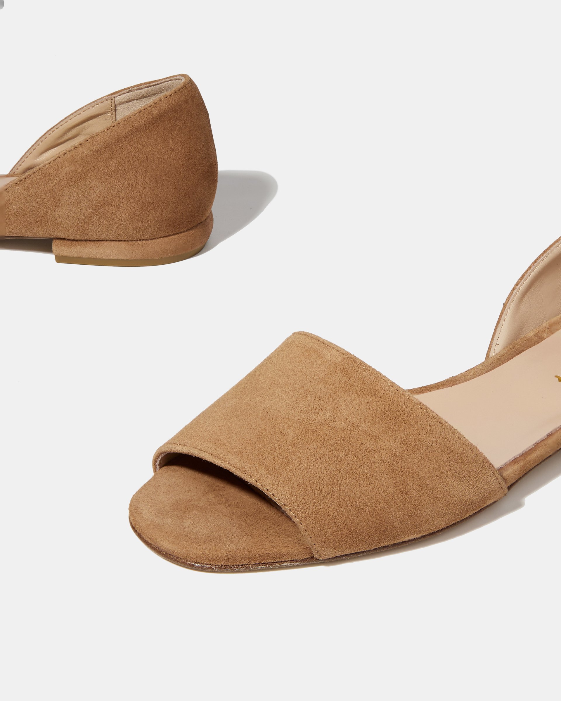 Коричневые замшевые туфли в стиле d'orsay с открытым носом на плоском ходу - Image 5 of 5