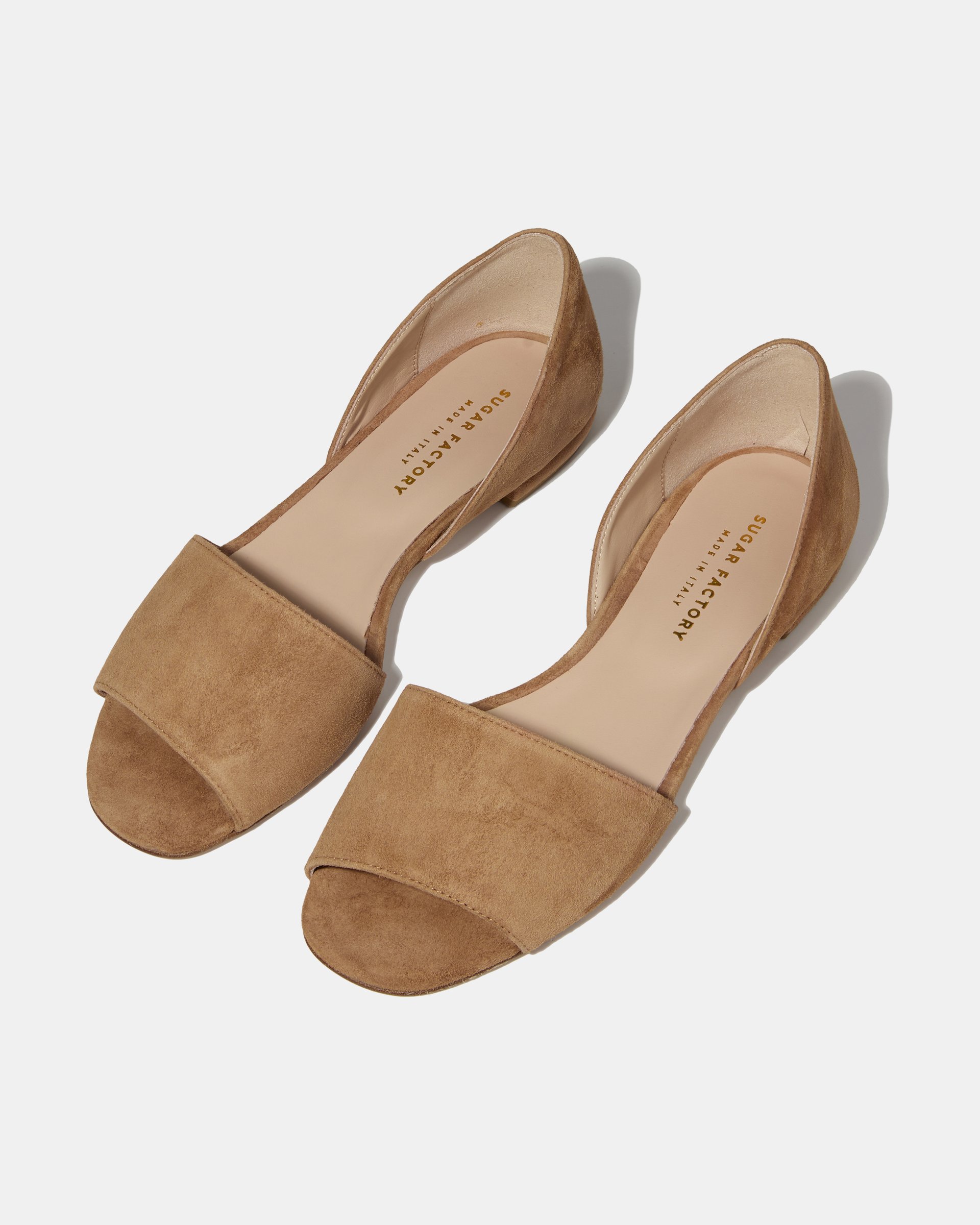 Коричневые замшевые туфли в стиле d'orsay с открытым носом на плоском ходу - Image 3 of 5