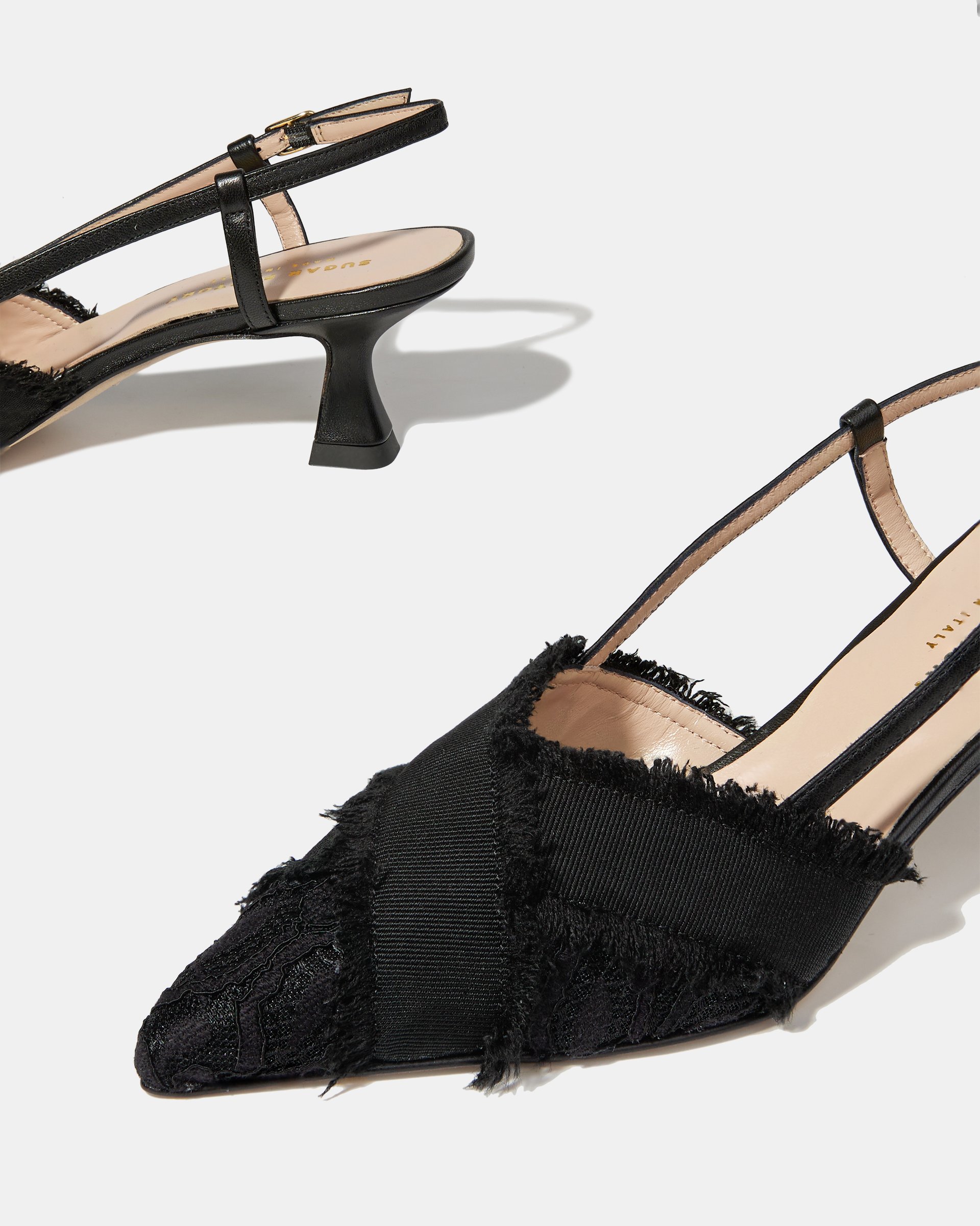 Черные туфли-слингбэк с кружевным декором - Image 5 of 5