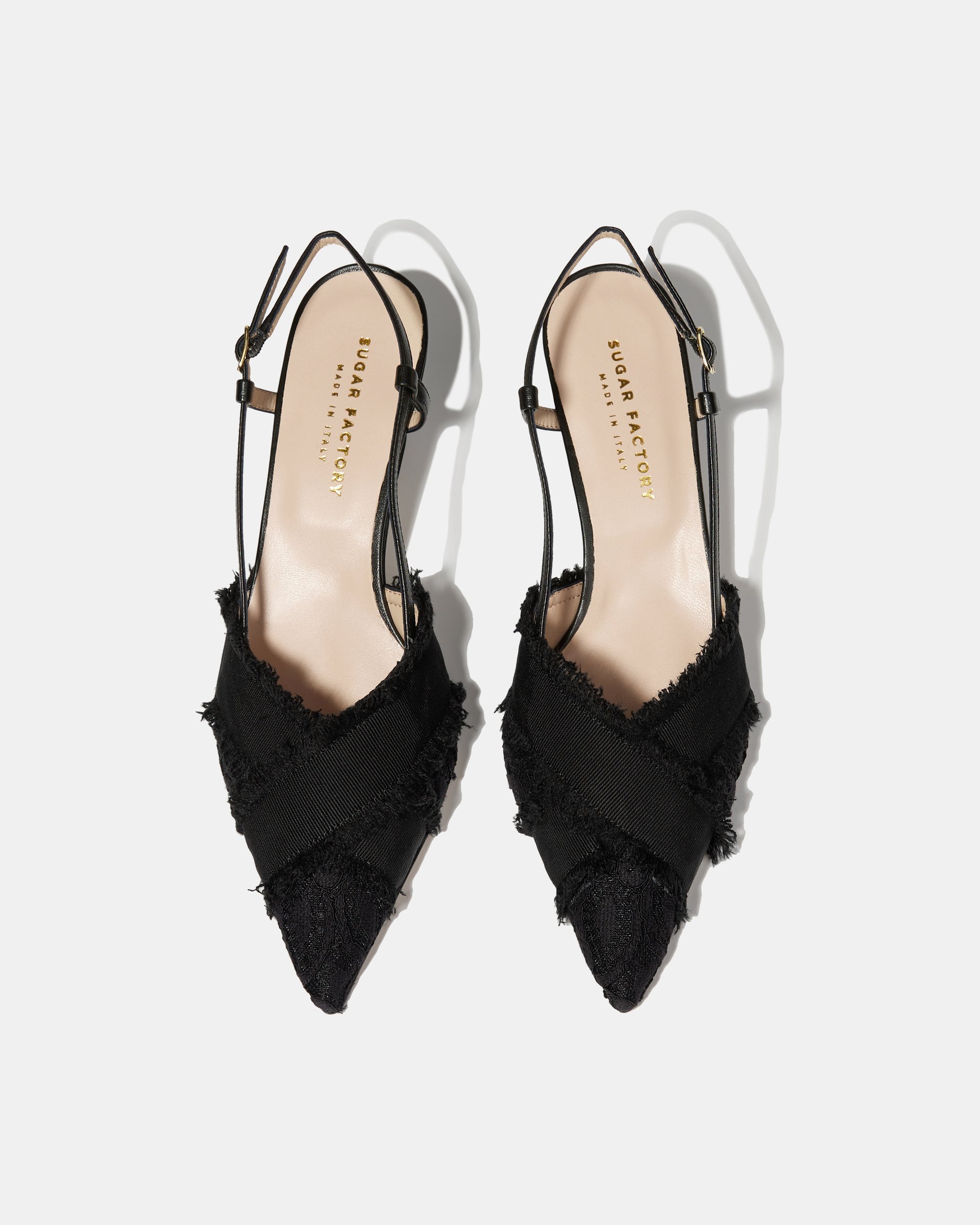 Черные туфли-слингбэк с кружевным декором - Image 4 of 5