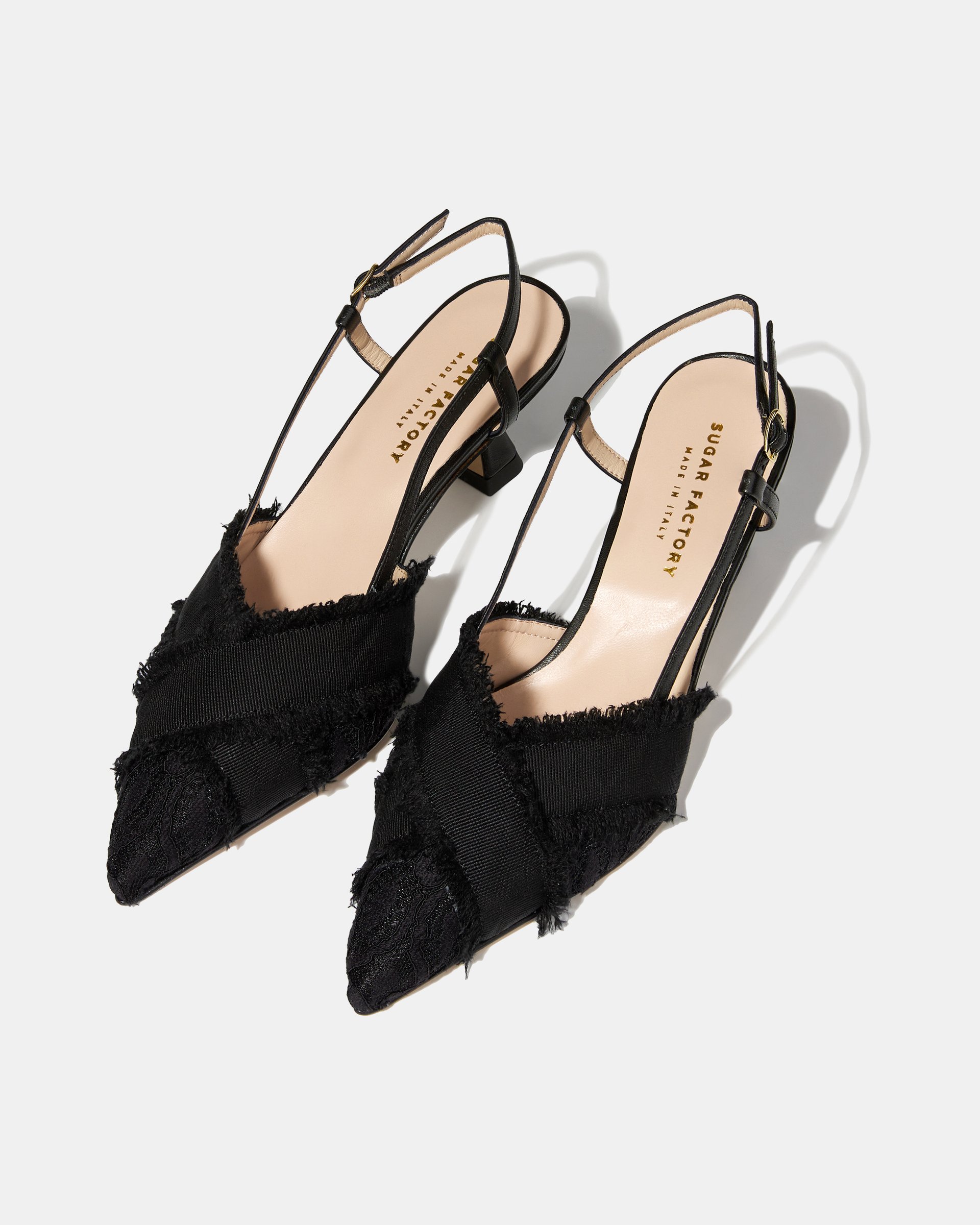 Черные туфли-слингбэк с кружевным декором - Image 3 of 5