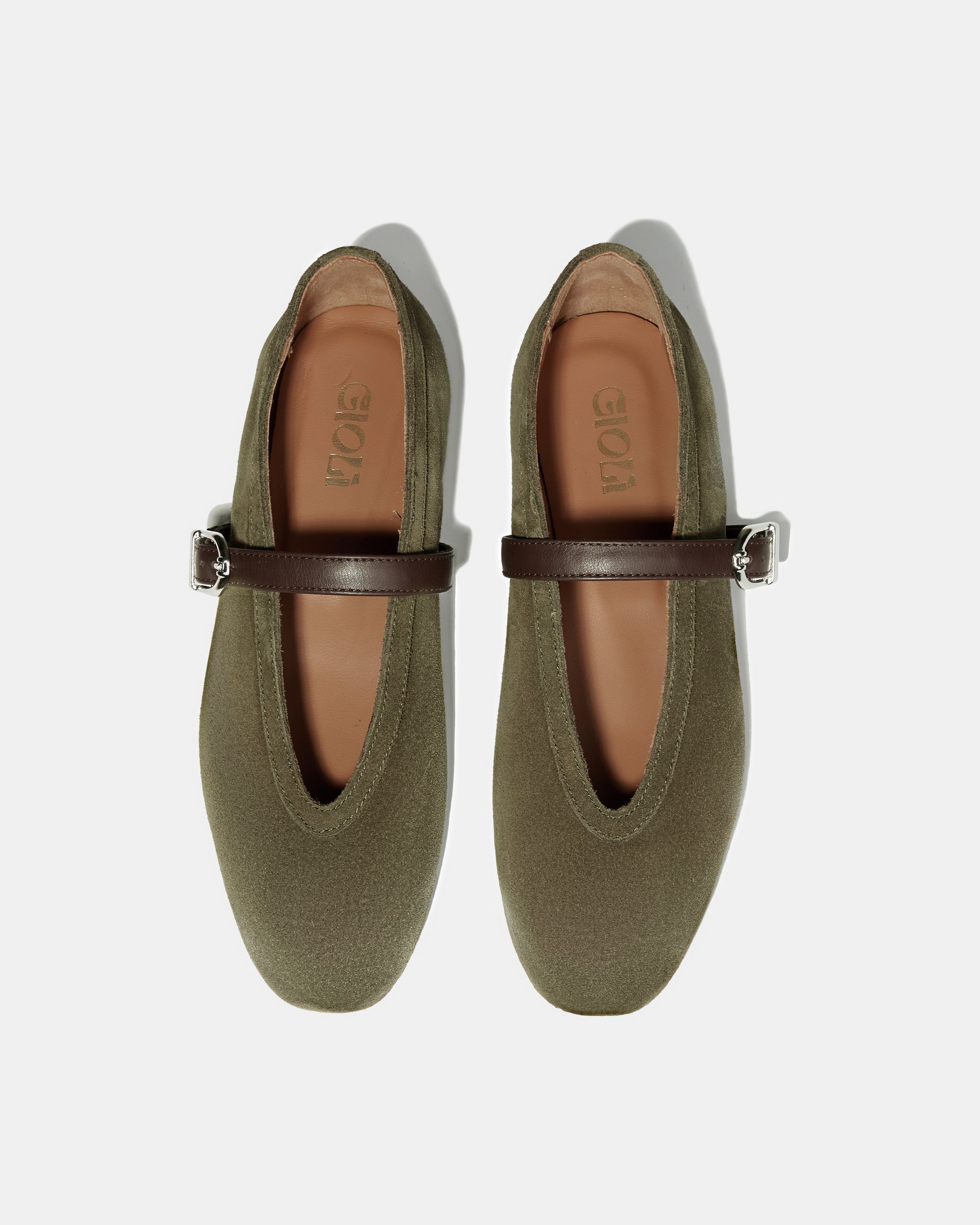 Замшевые балетки оливкового цвета в стиле мэри джейн - Image 4 of 5