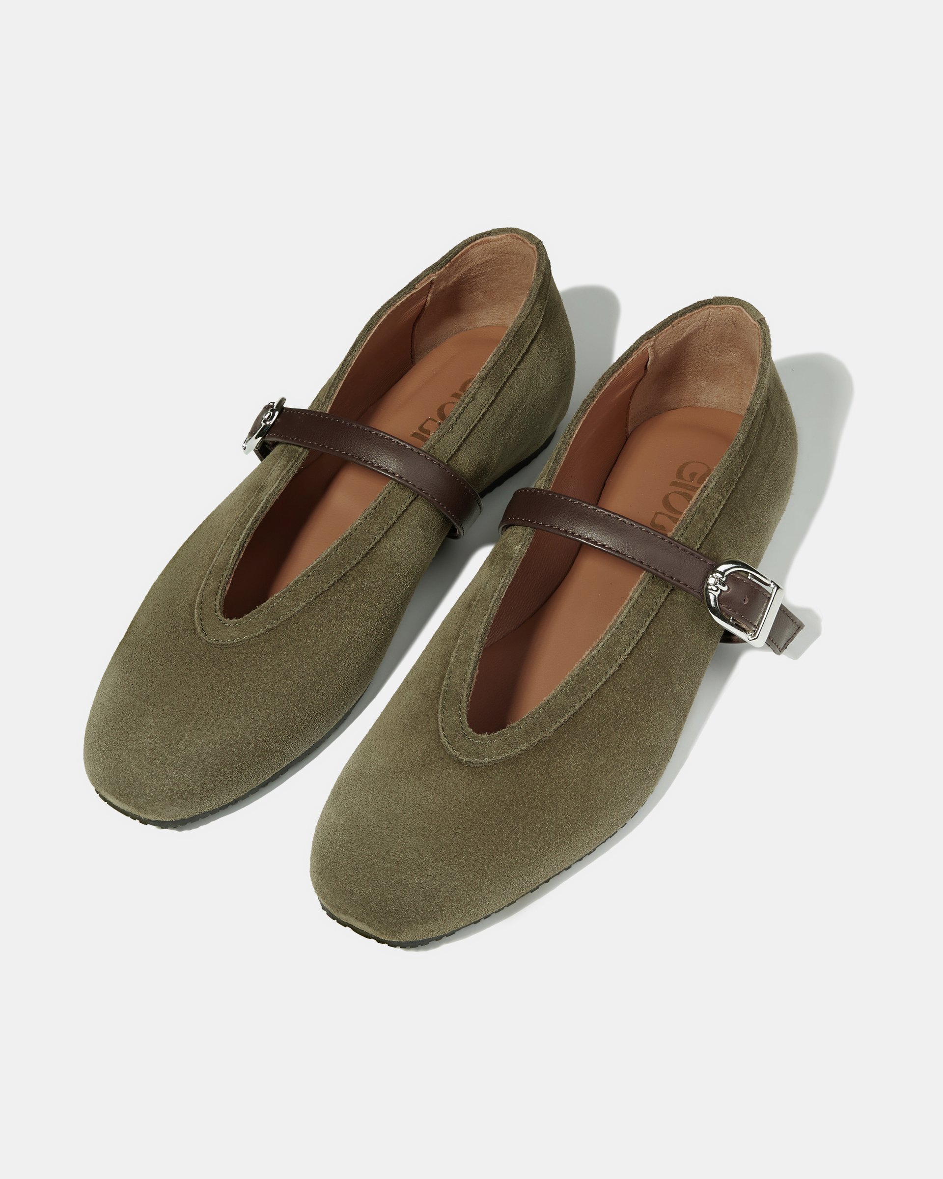 Замшевые балетки оливкового цвета в стиле мэри джейн - Image 3 of 5
