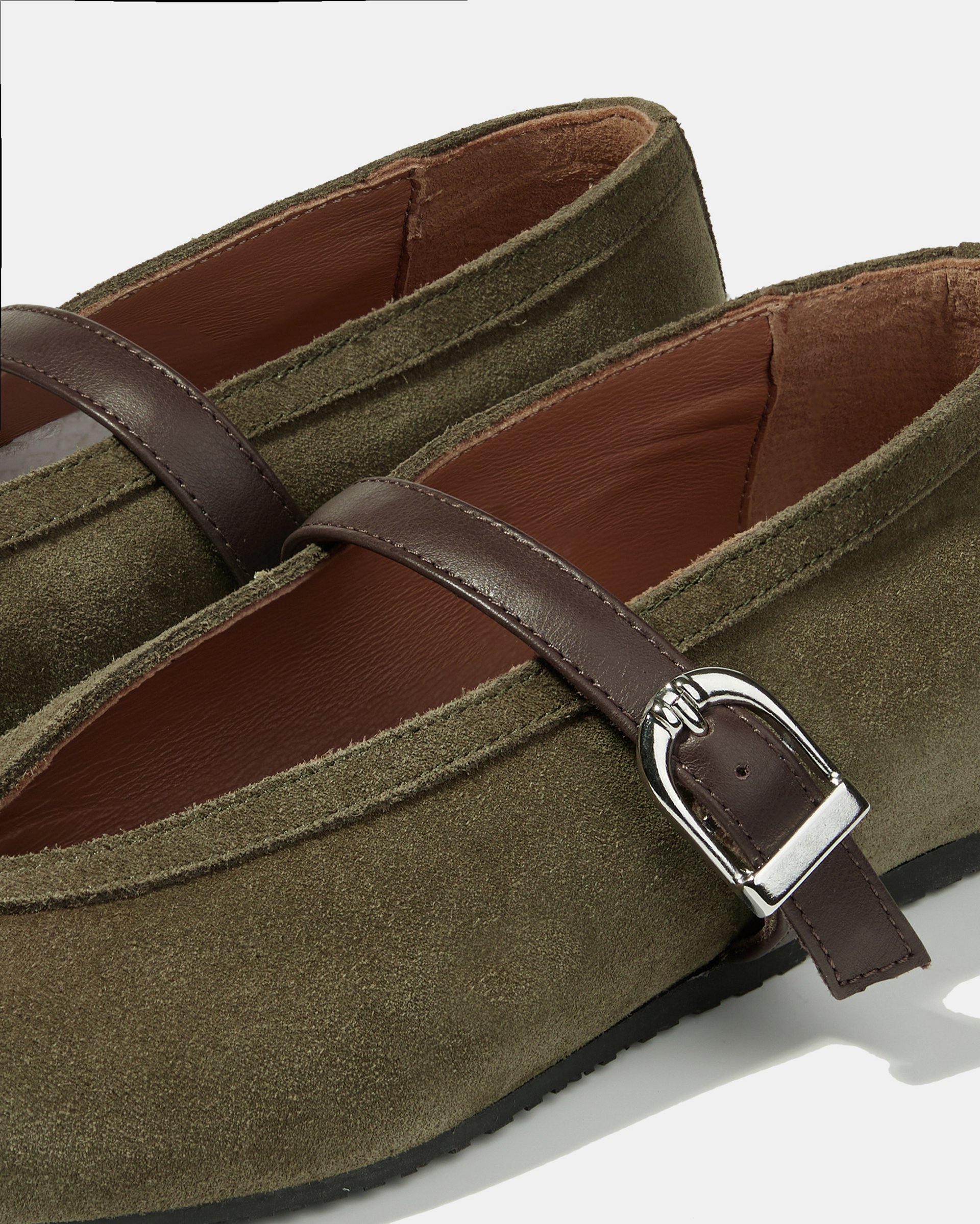 Замшевые балетки оливкового цвета в стиле мэри джейн - Image 5 of 5