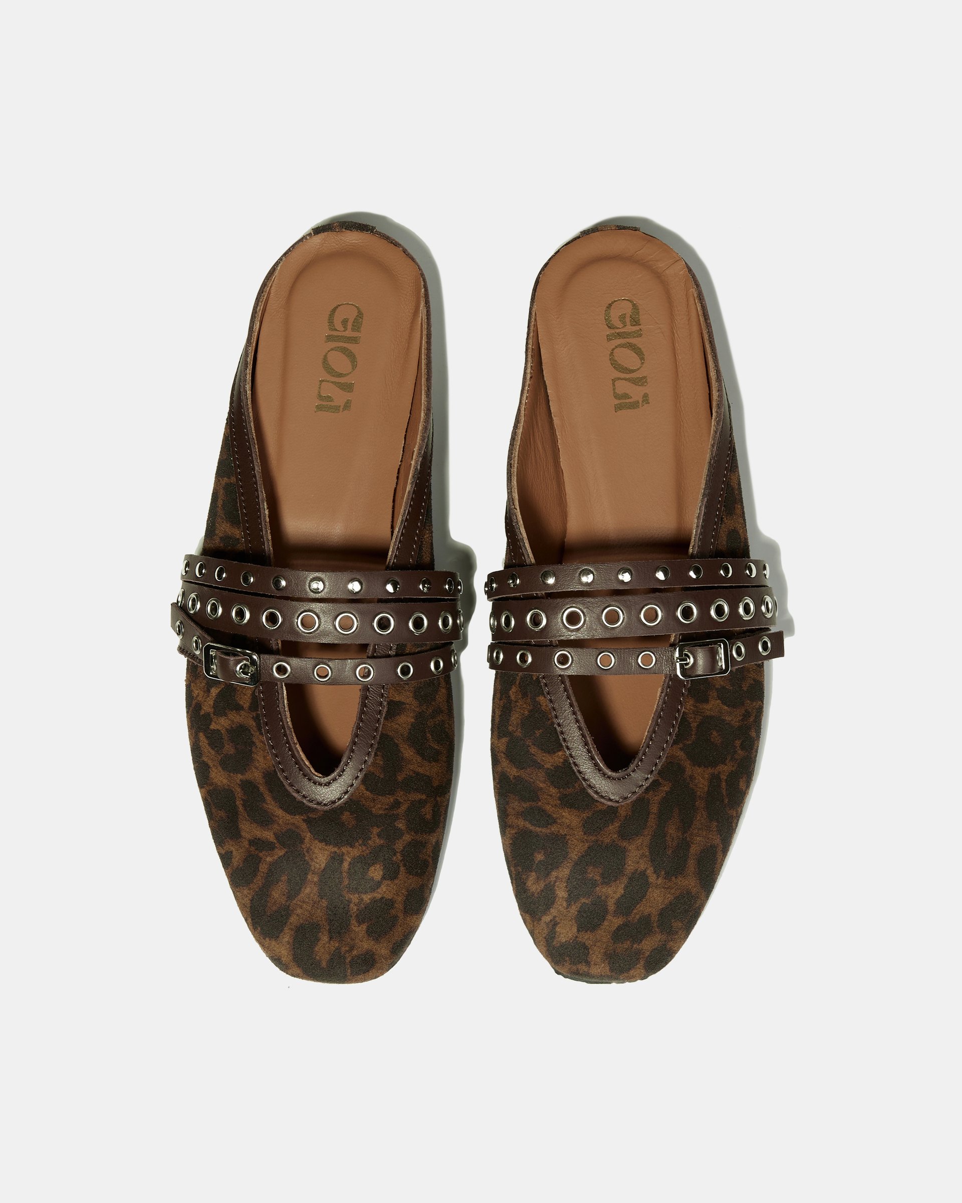 Анималистичные замшевые слиперы с металлическим декором - Image 3 of 5