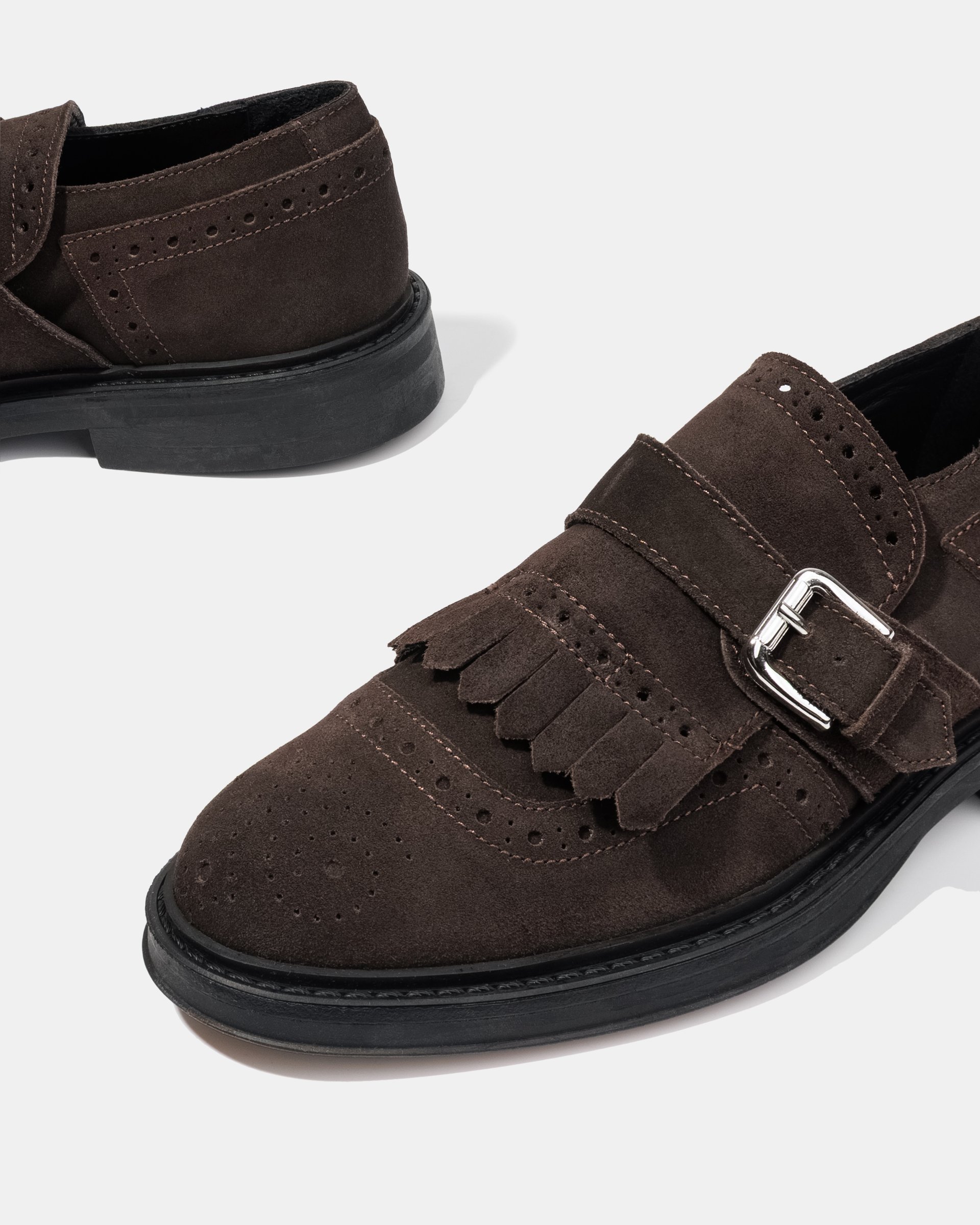 Темно-коричневые замшевые туфли с ремешками - Image 5 of 5