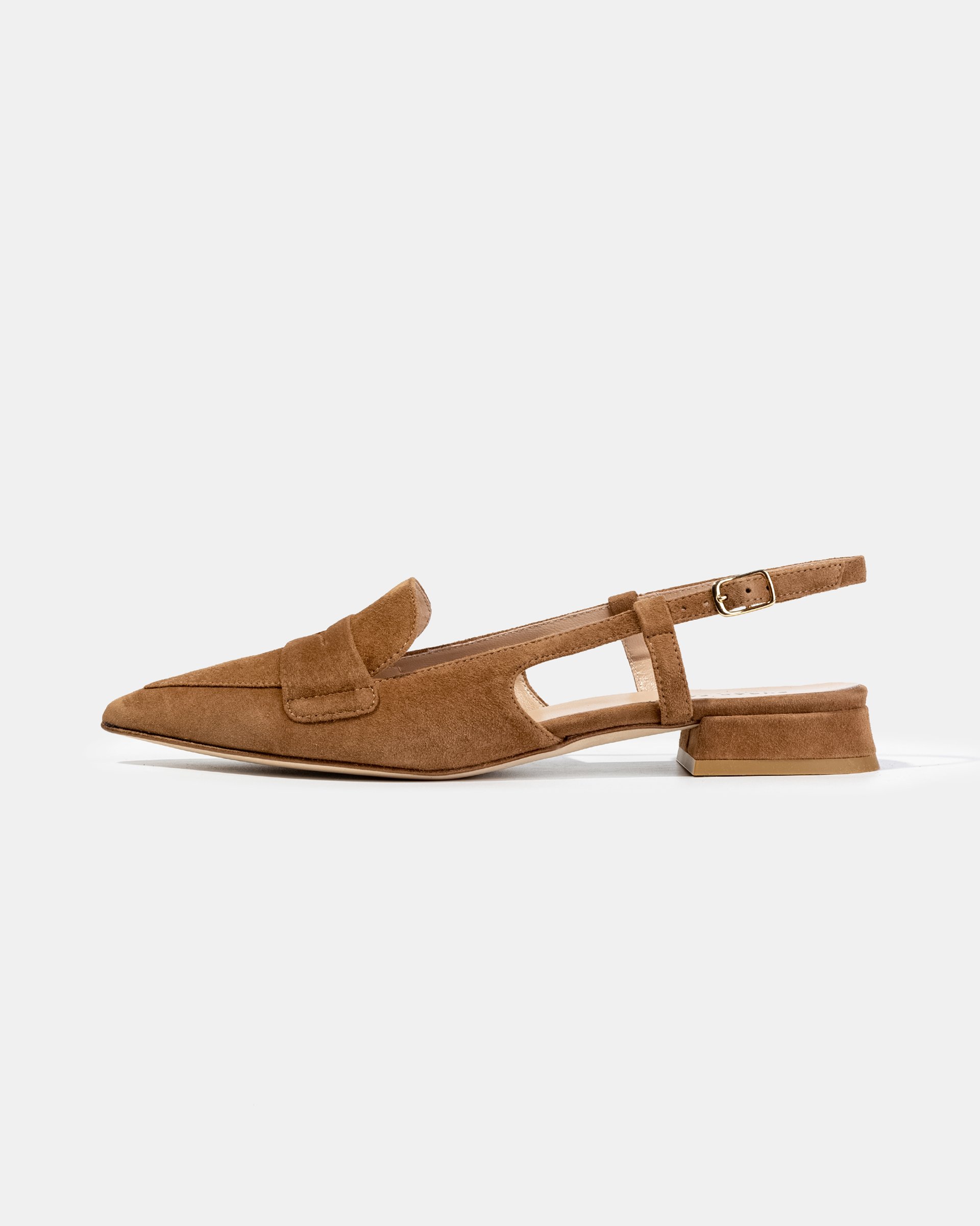 Коричневые замшевые туфли на низком каблуке - Main image