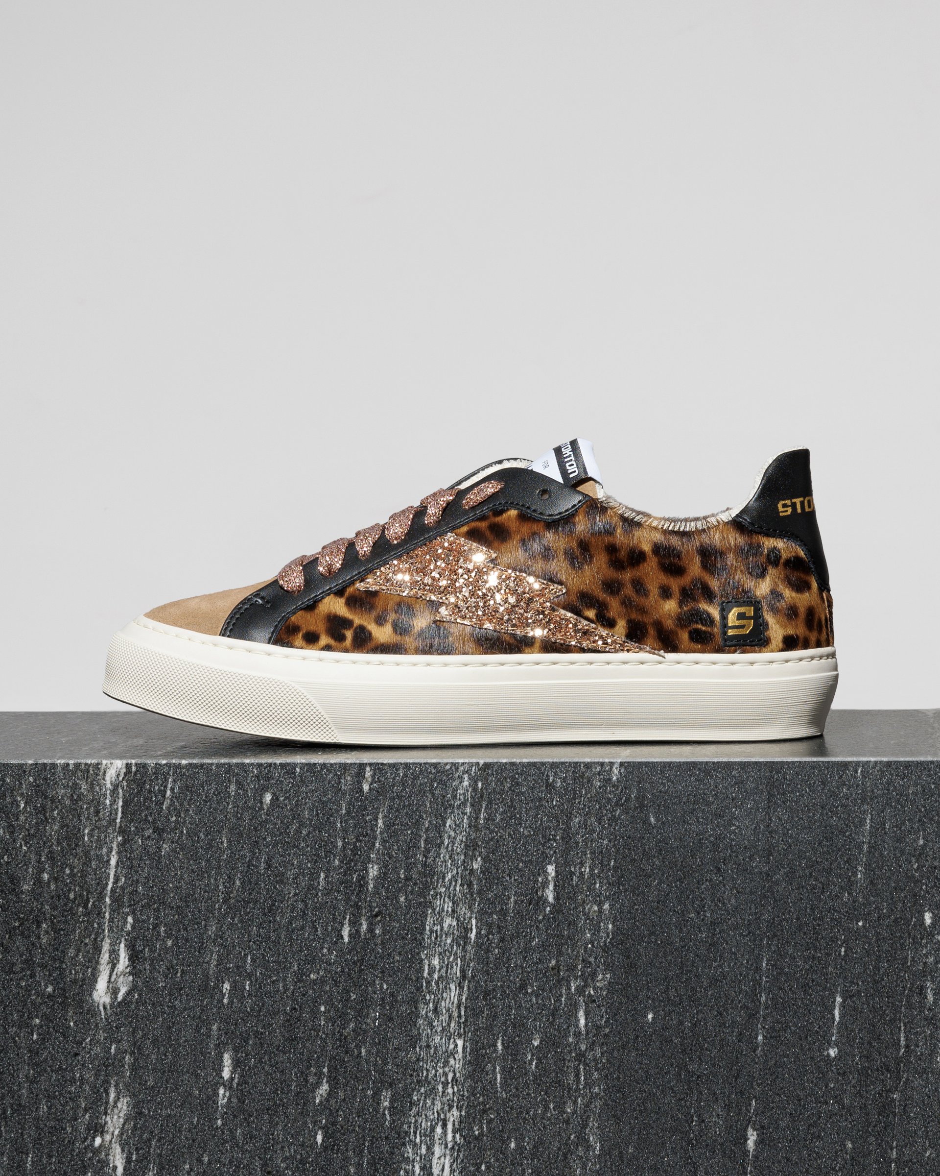 Кеды с леопардовым принтом и блестящими деталями - Main image