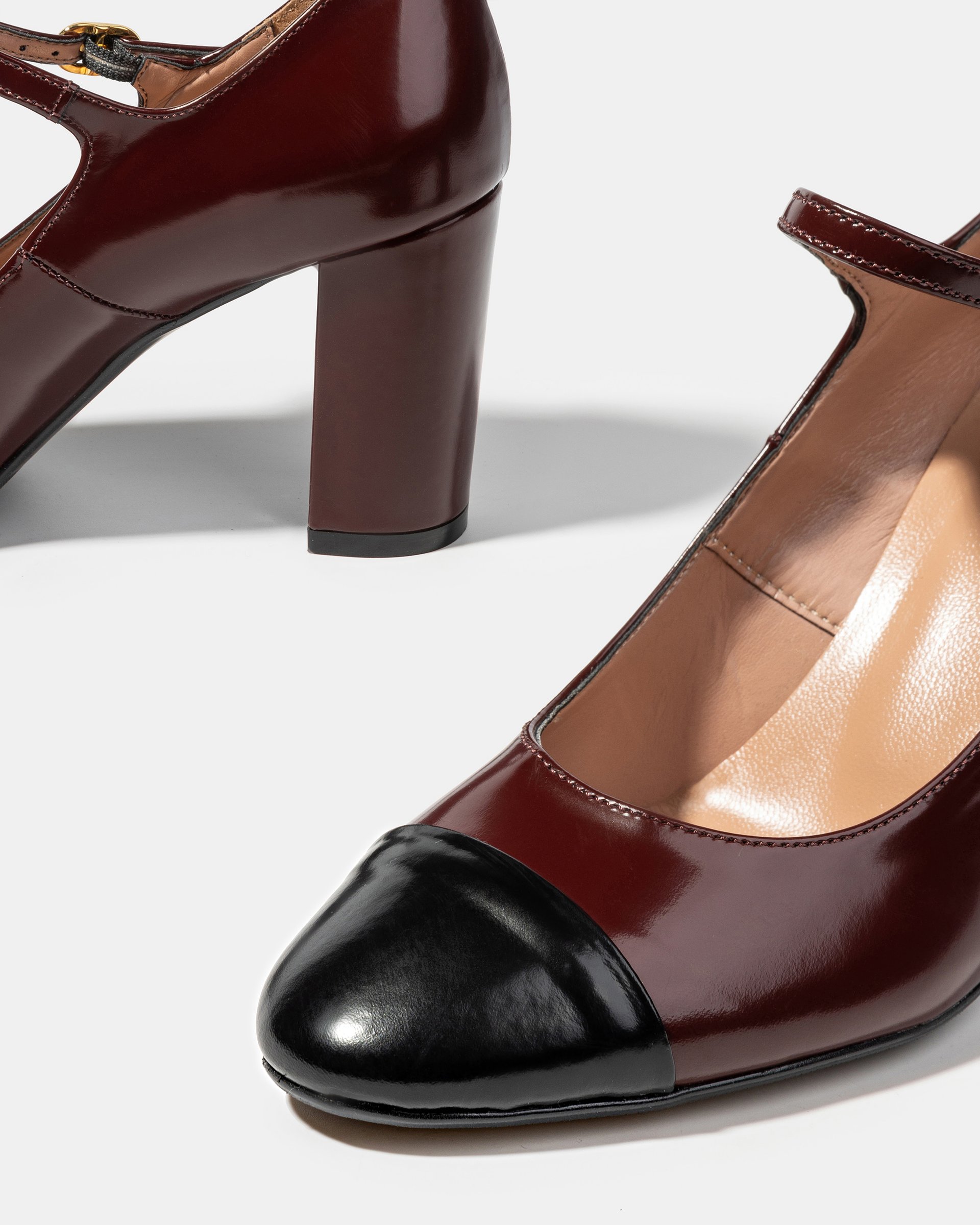 Бордово-черные кожаные туфли на каблуке - Image 4 of 4