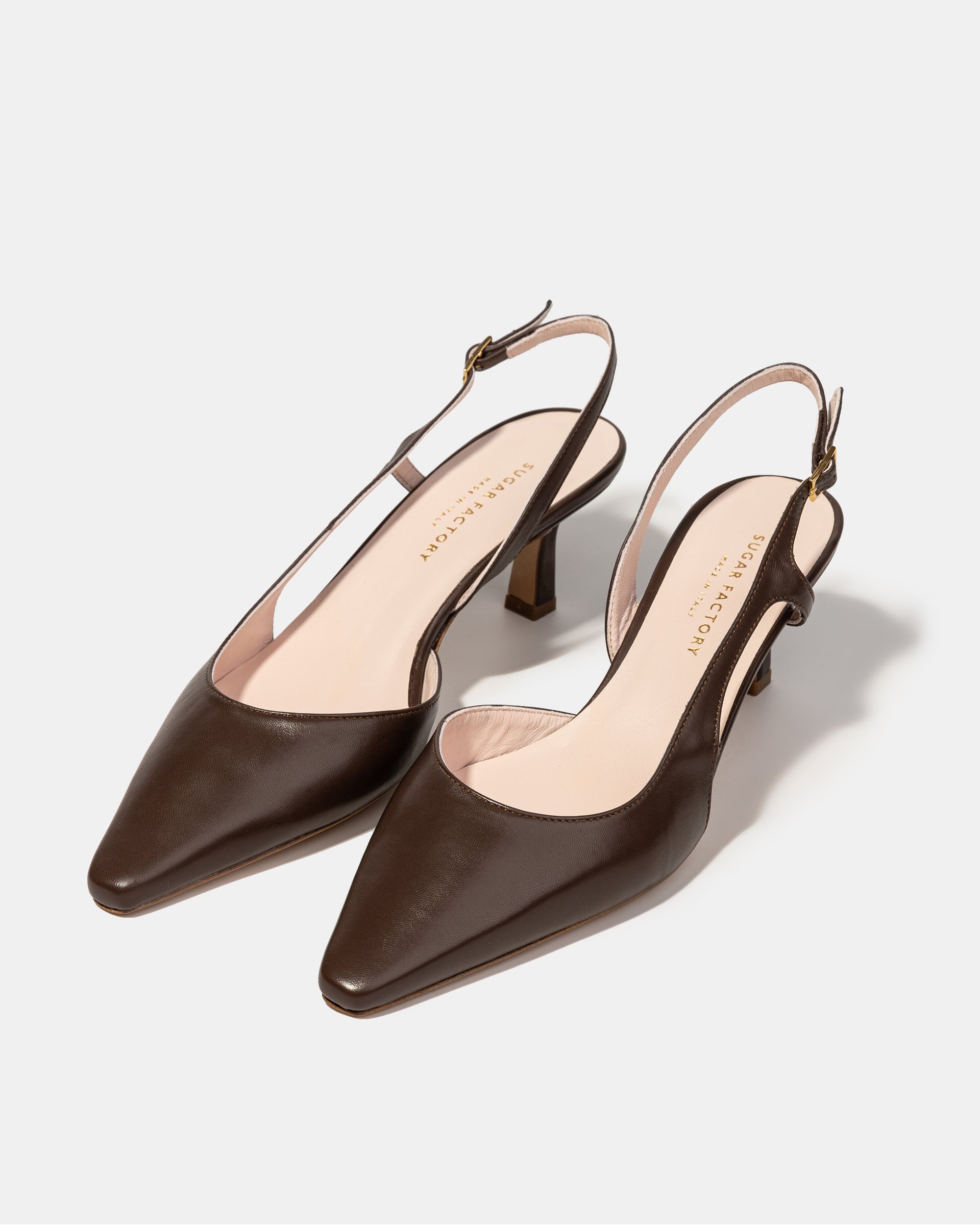 Коричневые кожаные туфли на каблуке - Image 2 of 4