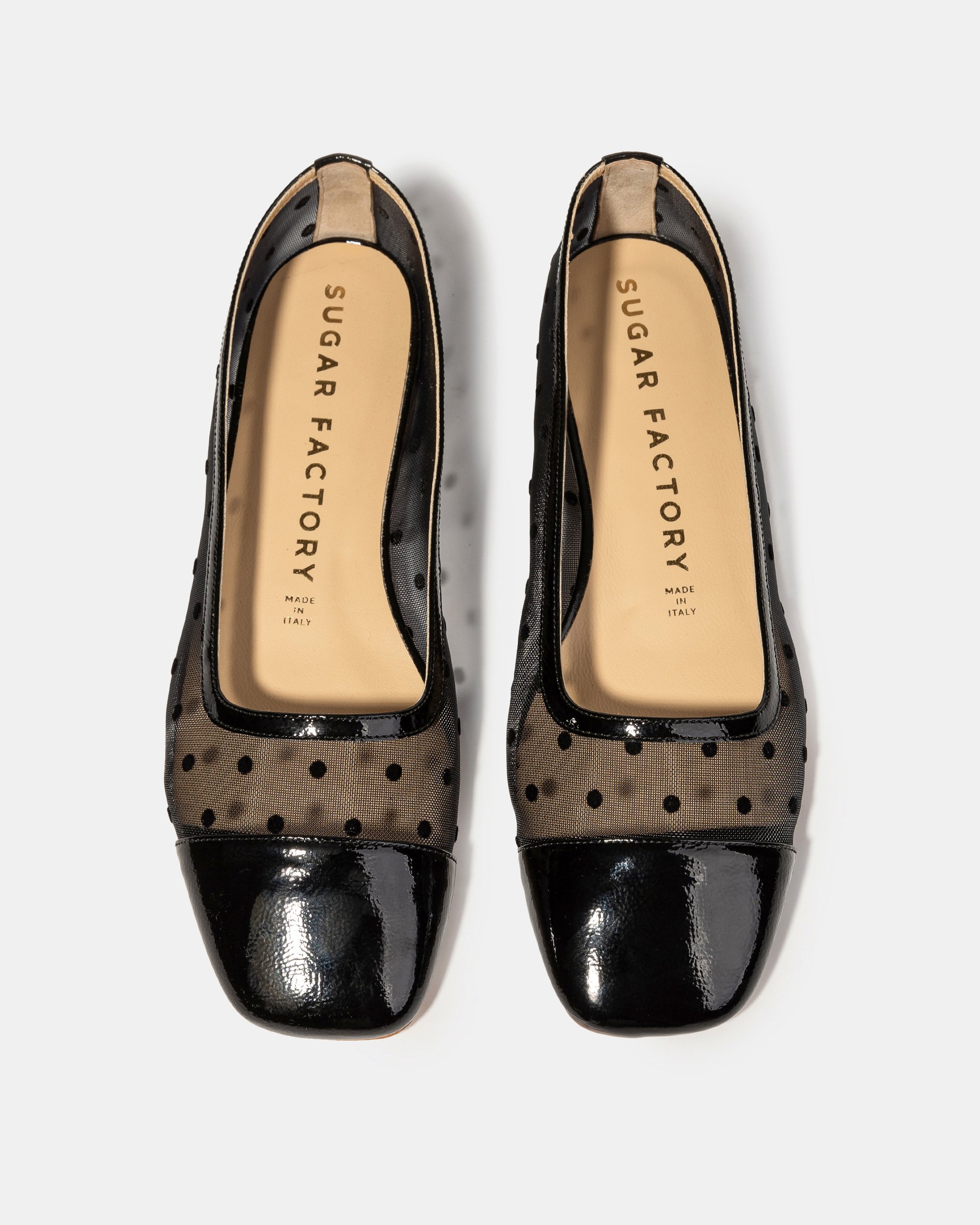 Черные лаковые балетки из текстильной сетки - Image 3 of 5