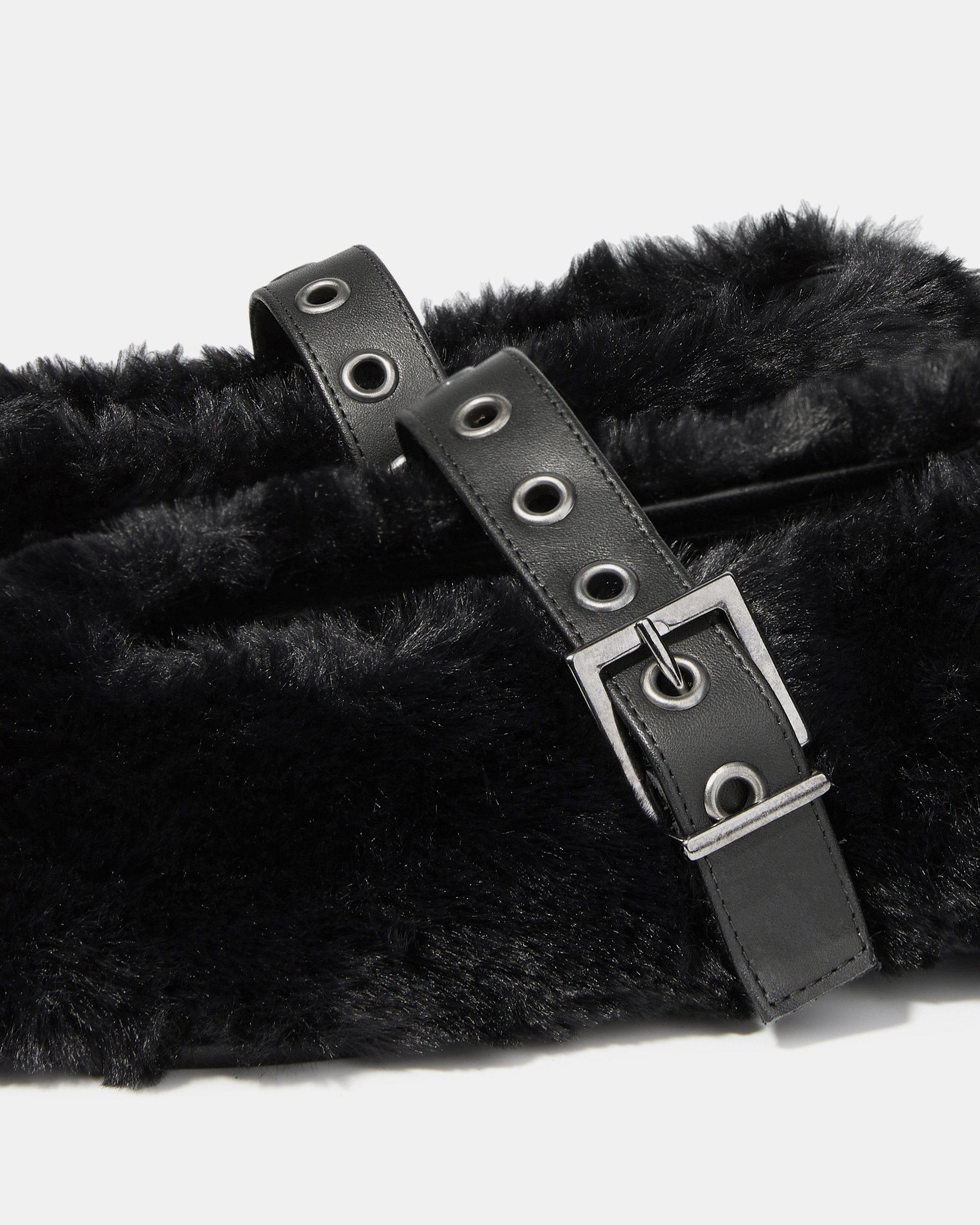 Черные меховые балетки на плоском каблуке - Image 4 of 5