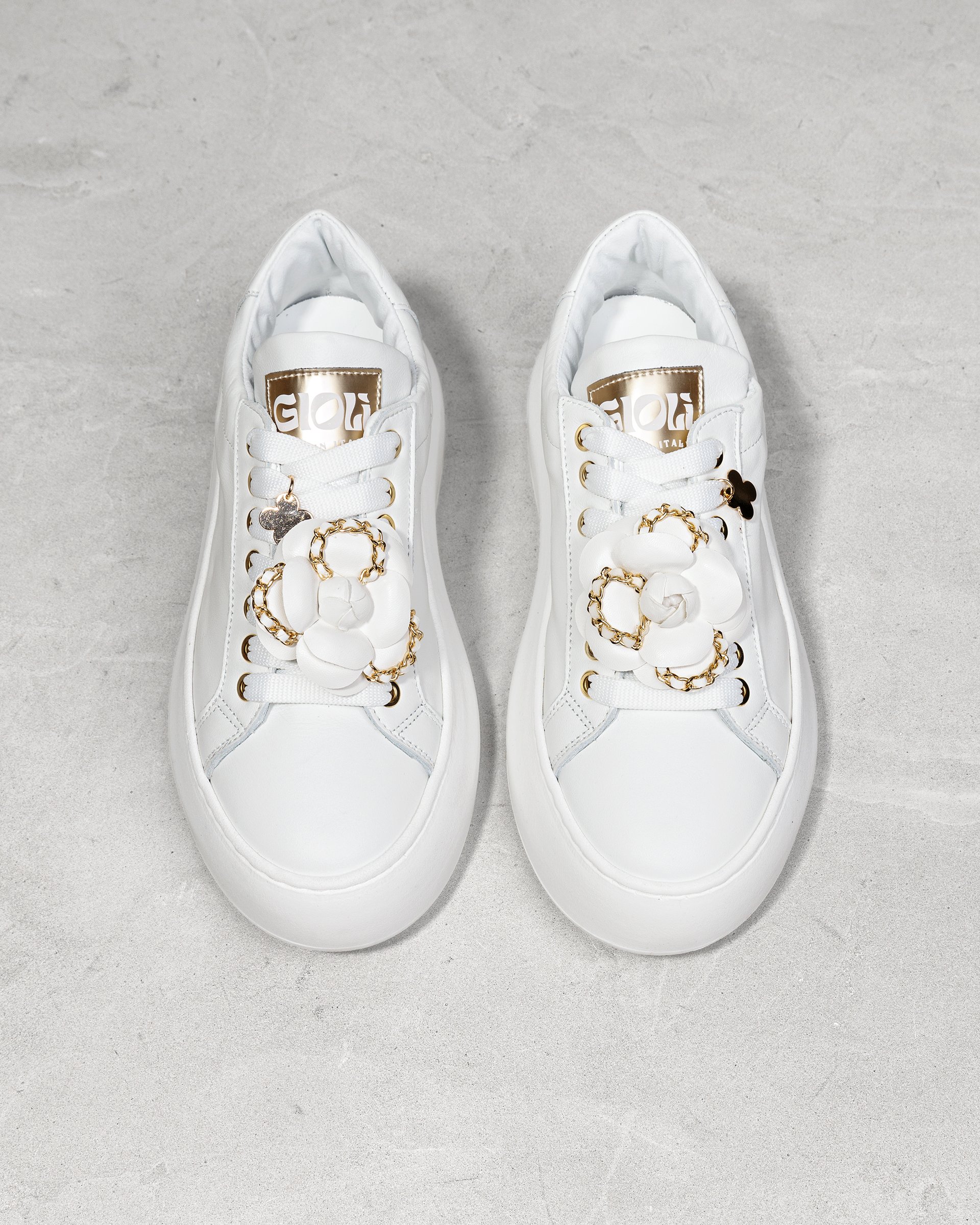 Белые кожаные кроссовки с розой - Image 3 of 4