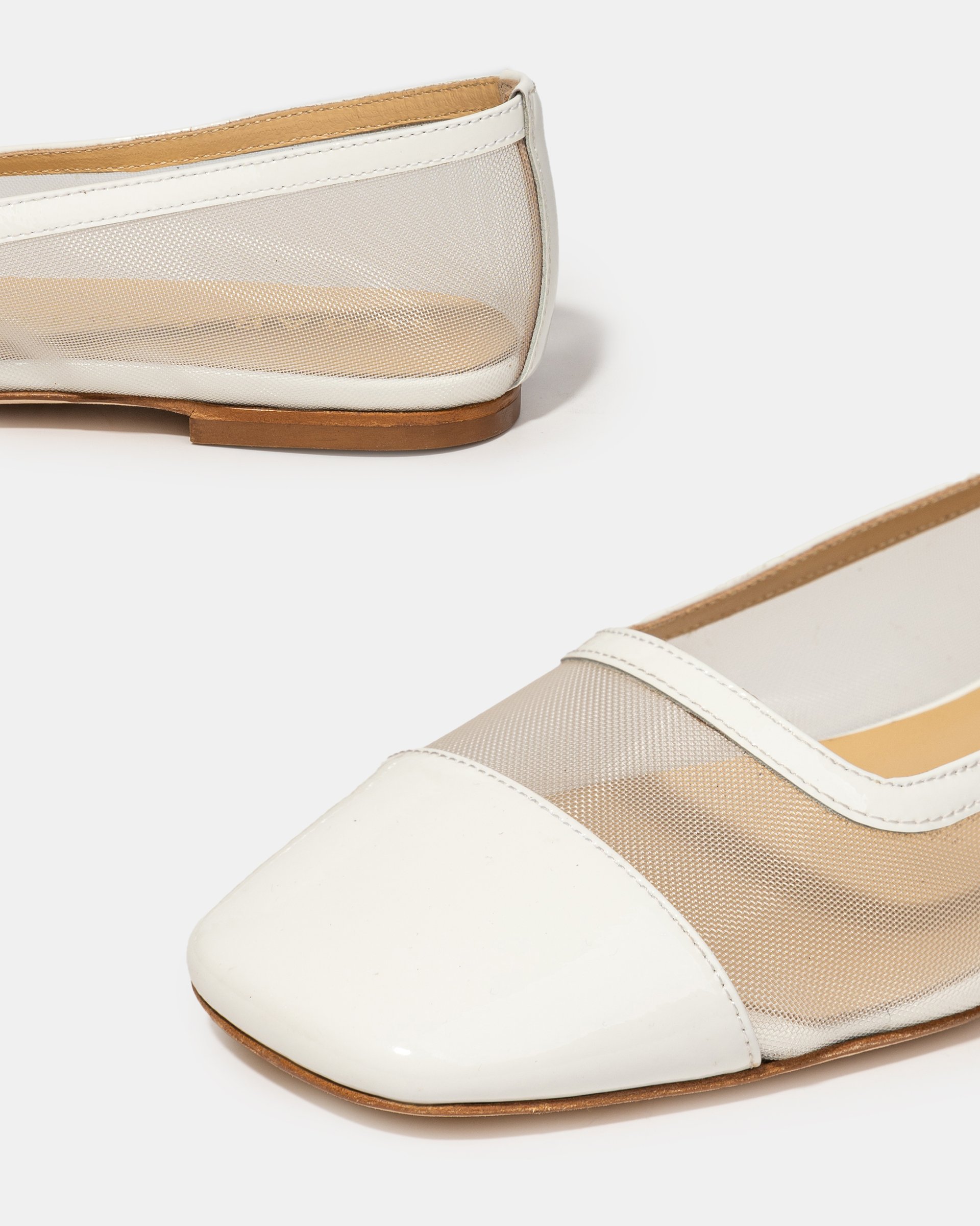 Белые лаковые балетки из текстильной сетки - Image 4 of 5
