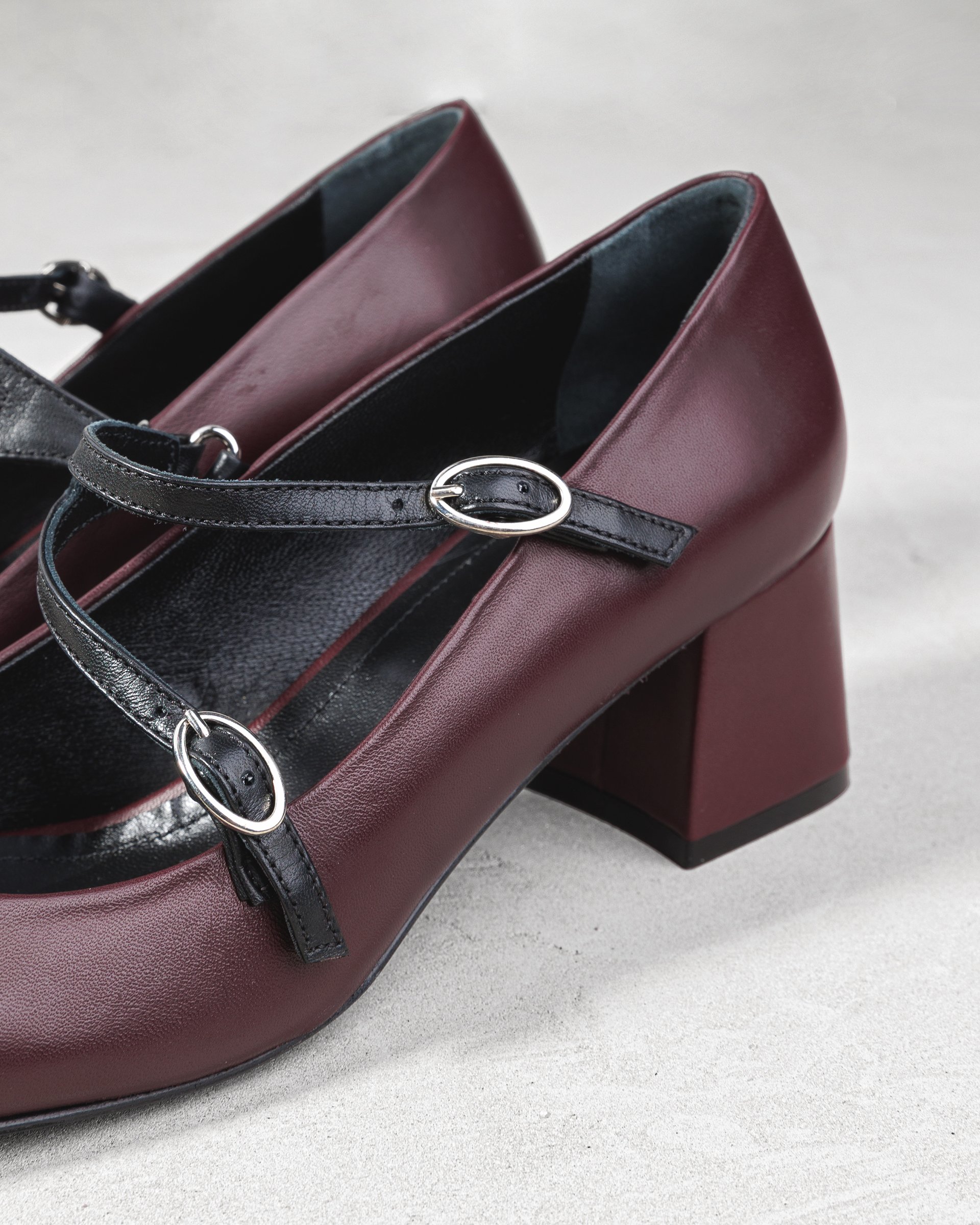 Темно-бордовые кожаные туфли на каблуке - Image 4 of 4