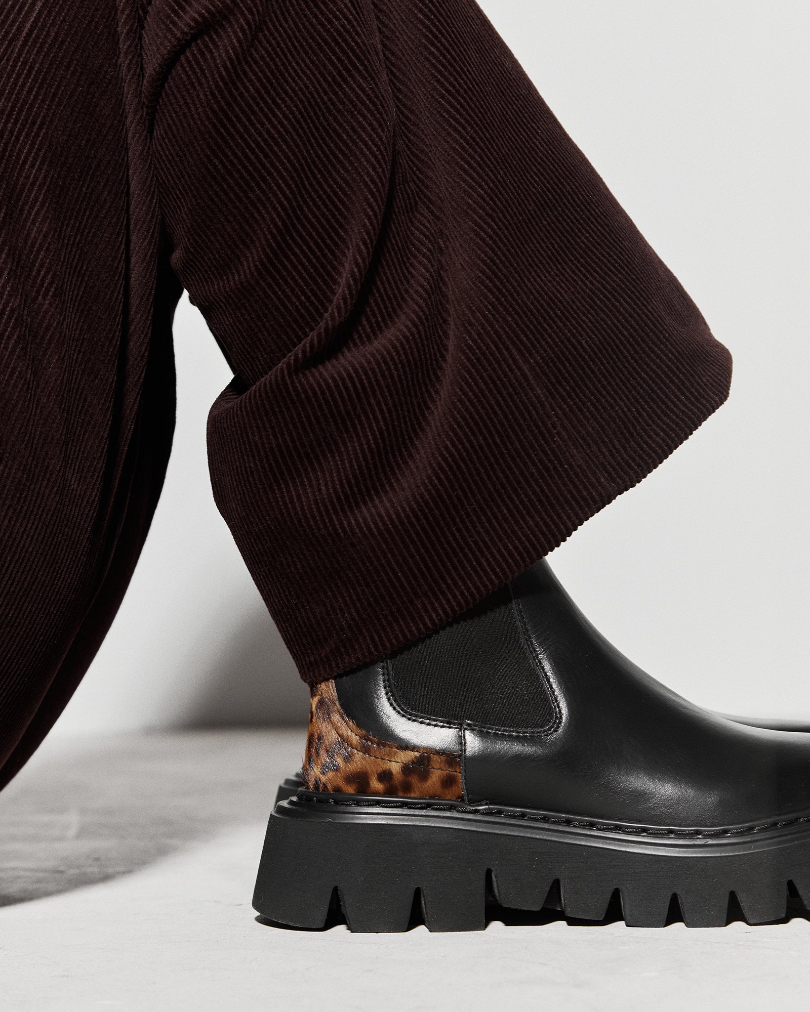 Черные кожаные ботинки с леопардовой вставкой - Image 5 of 5