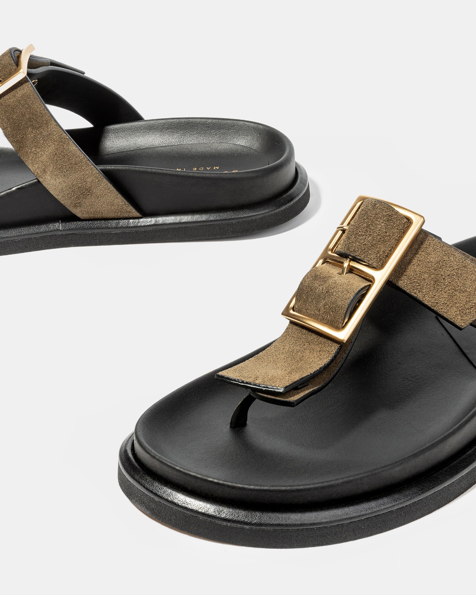 Черные кожаные шлепанцы с зеленым ремешком - Image 4 of 4