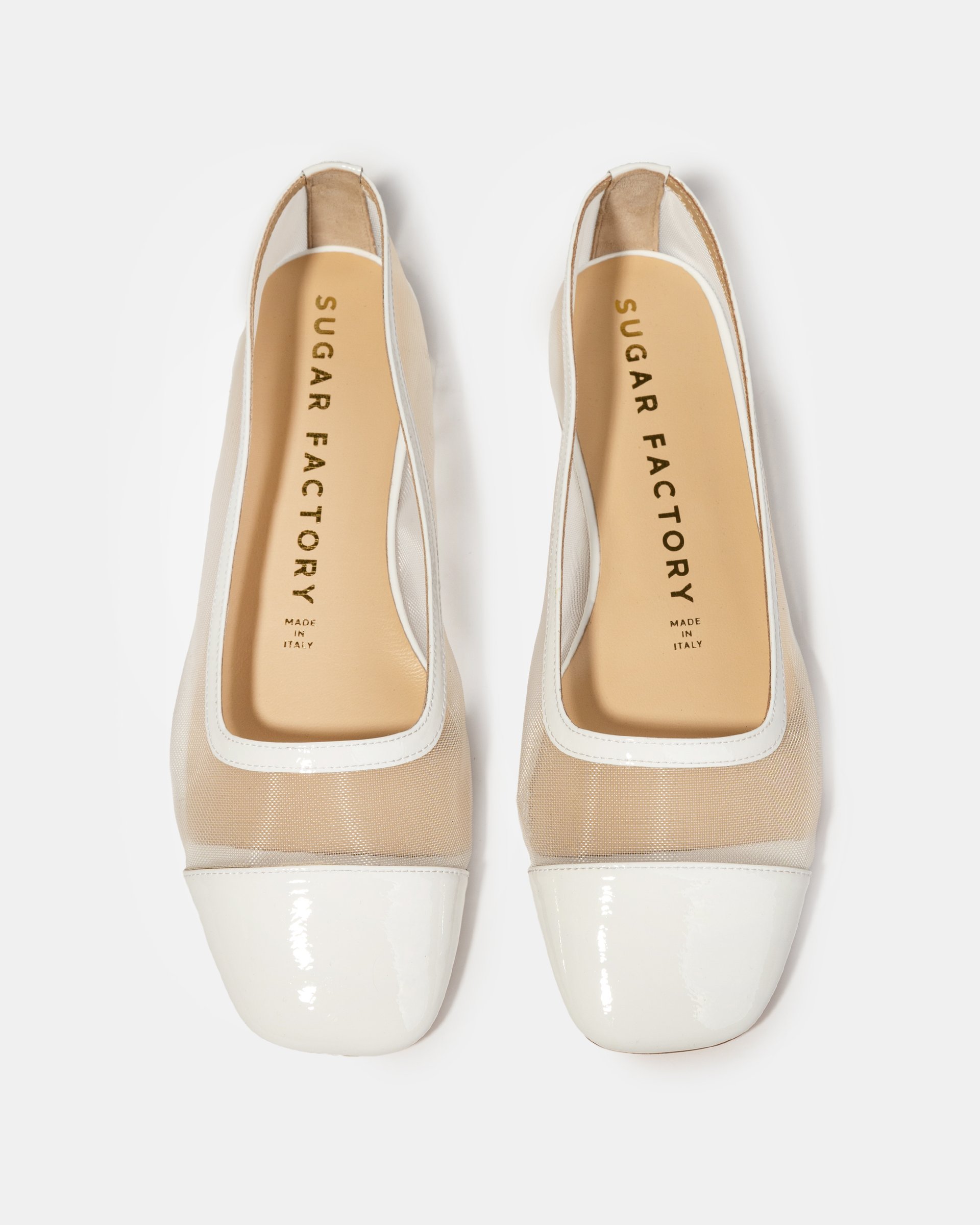 Белые лаковые балетки из текстильной сетки - Image 3 of 5