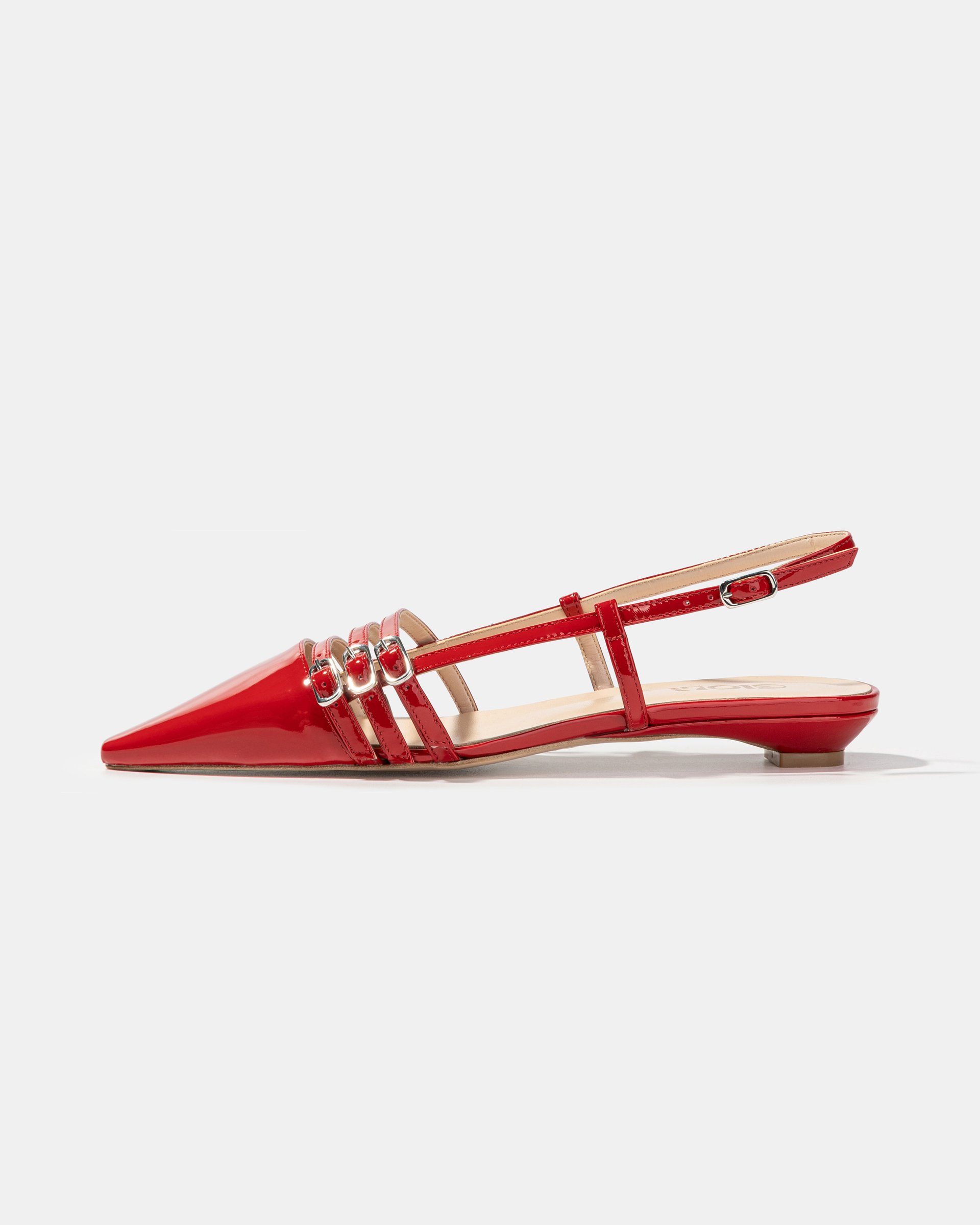 Красные лакированные туфли с ремешками - Main image