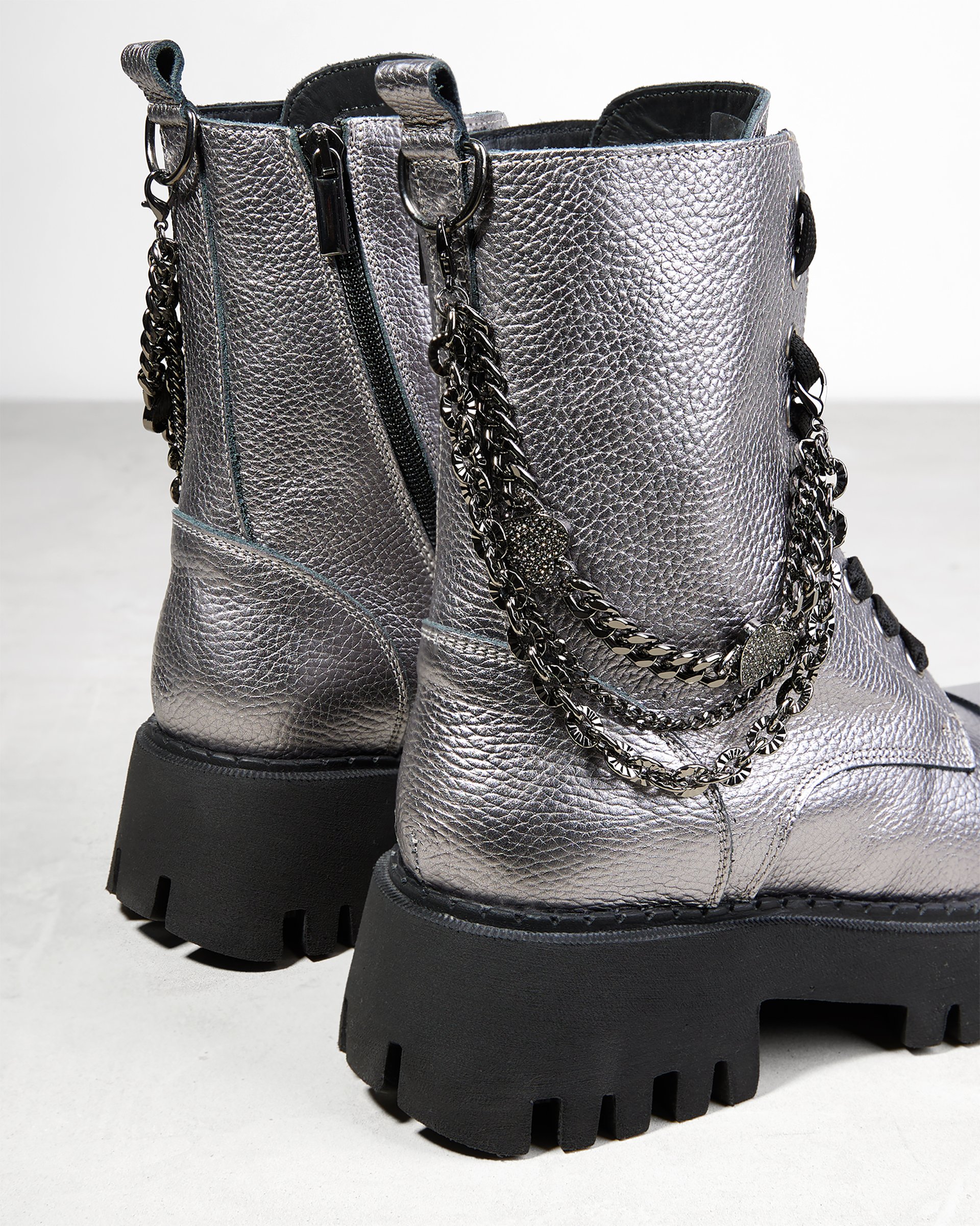 Серебристые кожаные ботинки - Image 4 of 6