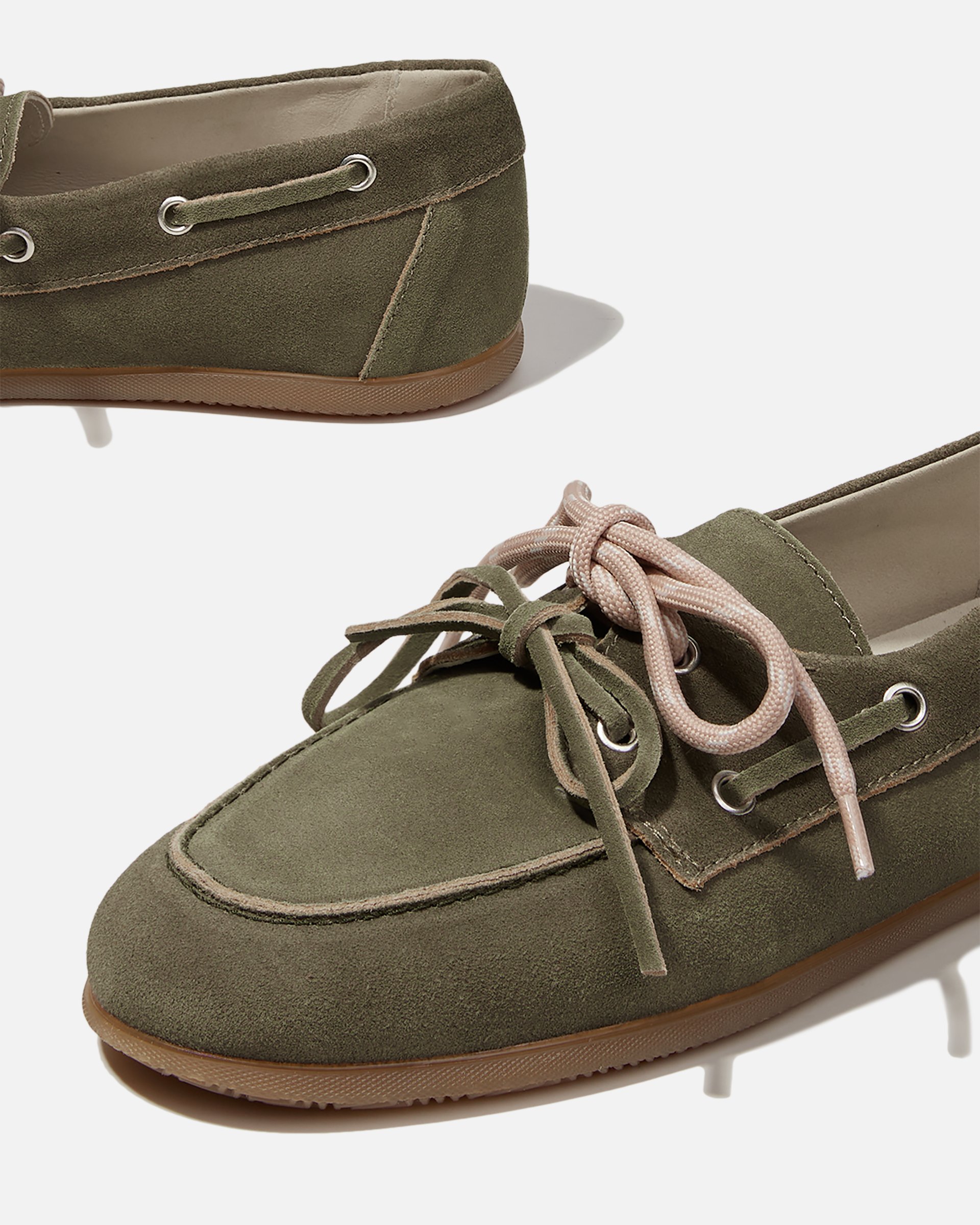 Темно-зеленые замшевые мокасины со шнурками - Image 4 of 5