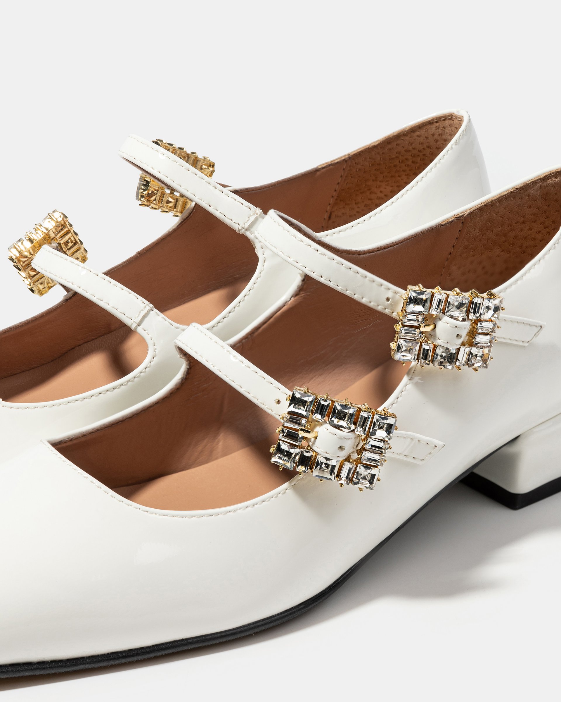 Белые лакированные туфли на низком каблуке - Image 4 of 5