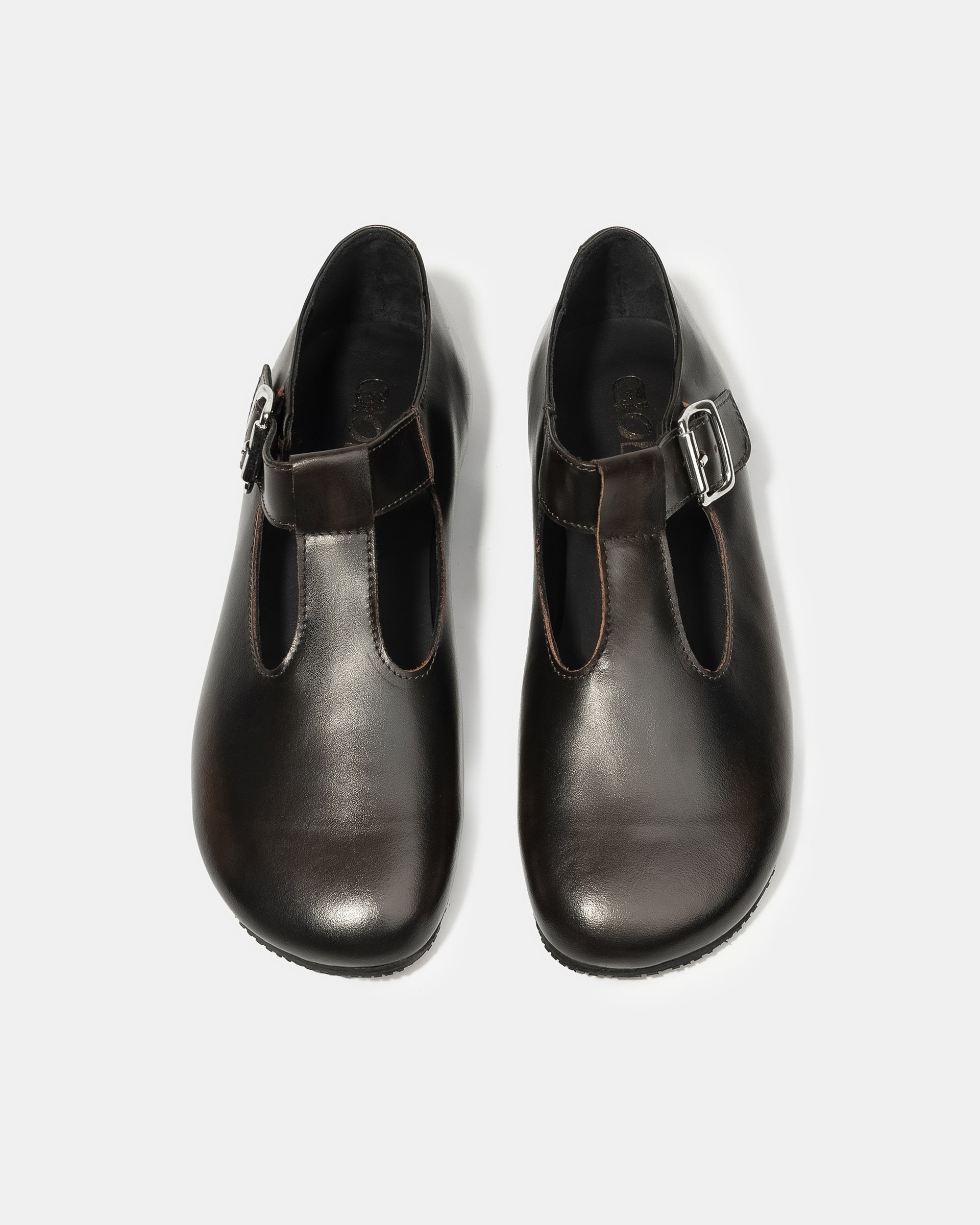 Темно-коричневые кожаные туфли на плоской подошве - Image 3 of 5