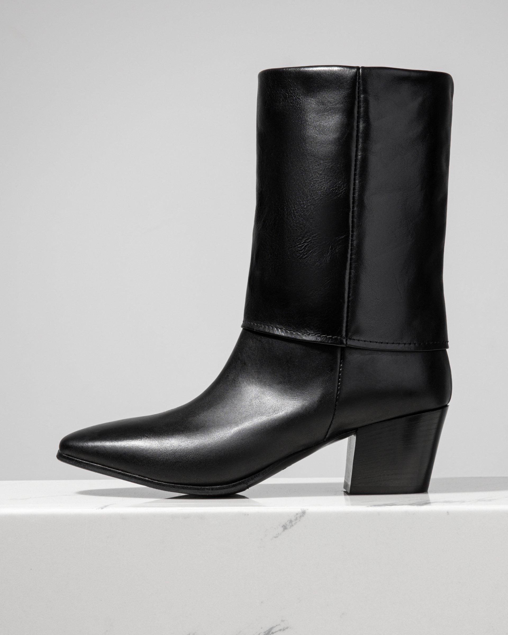 Черные кожаные полусапоги