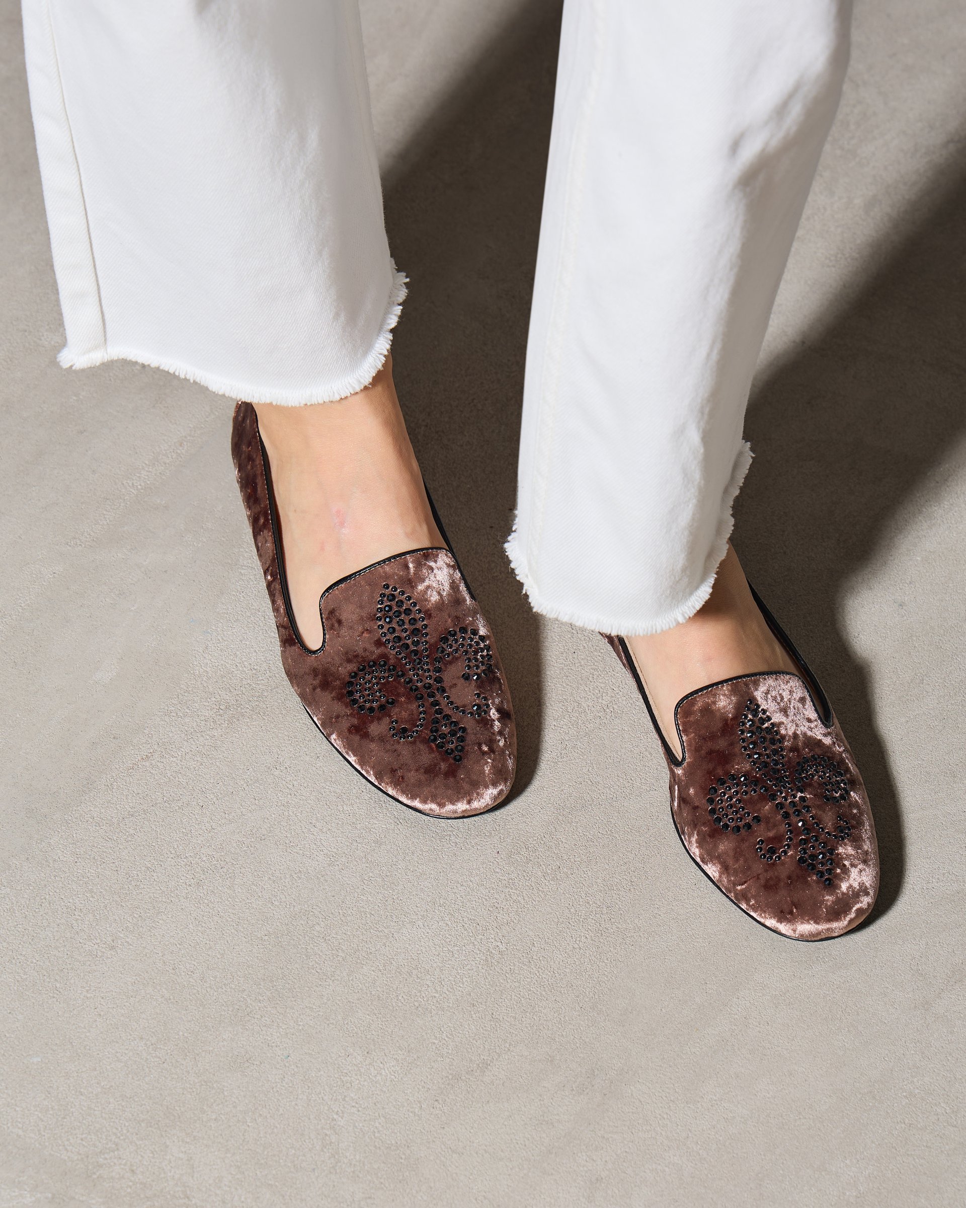 Бежевые текстильные лоферы с кристаллами - Image 6 of 6