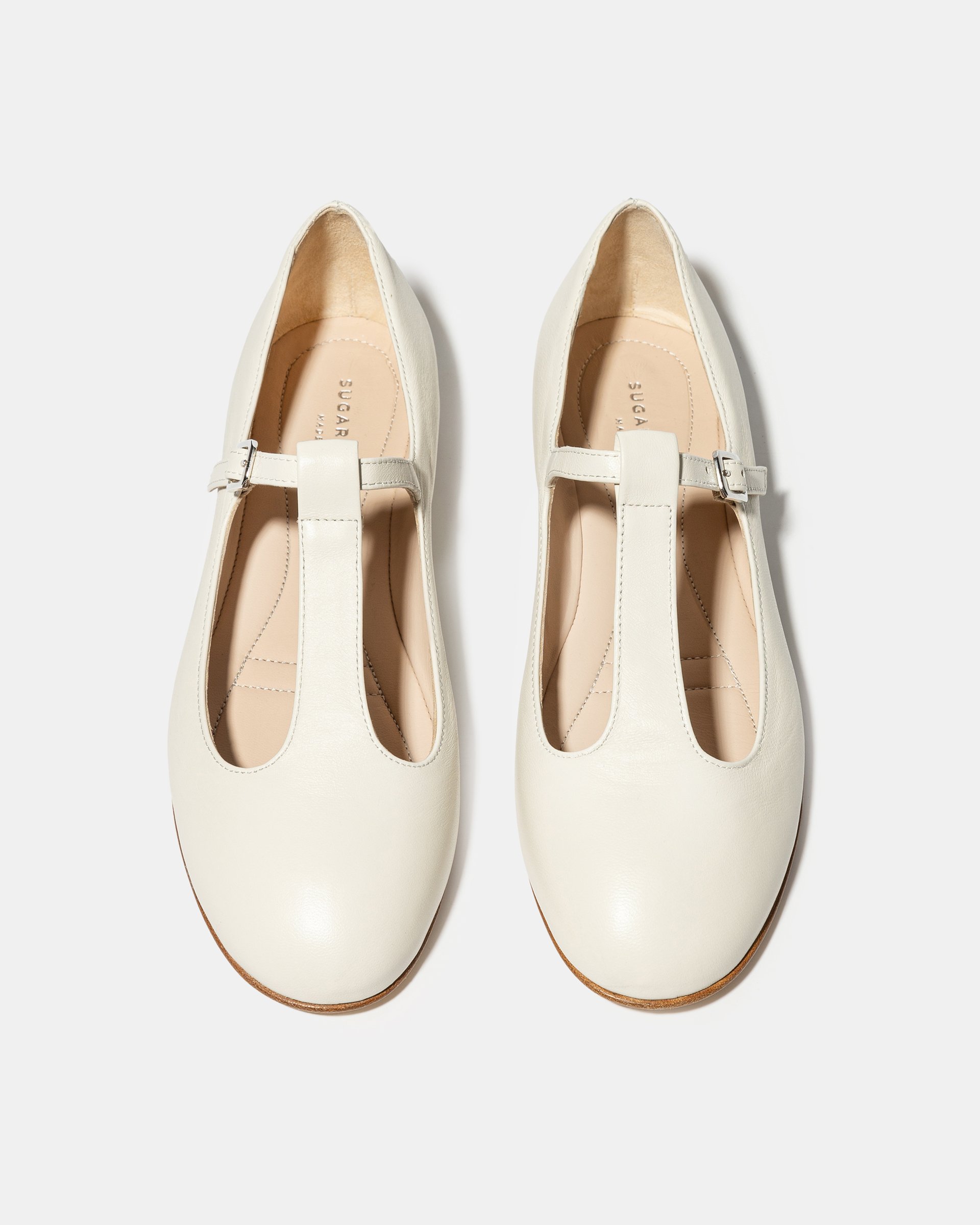 Кремовые кожаные балетки с ремешками - Image 3 of 5