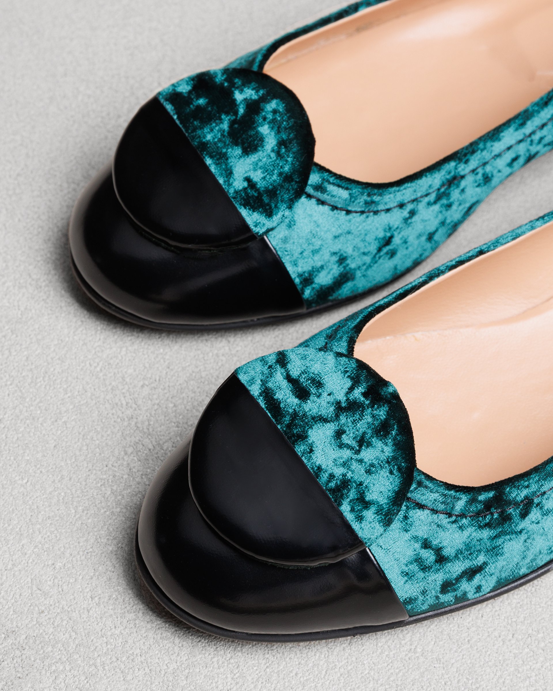 Зеленые балетки из велюра и кожи - Image 4 of 7