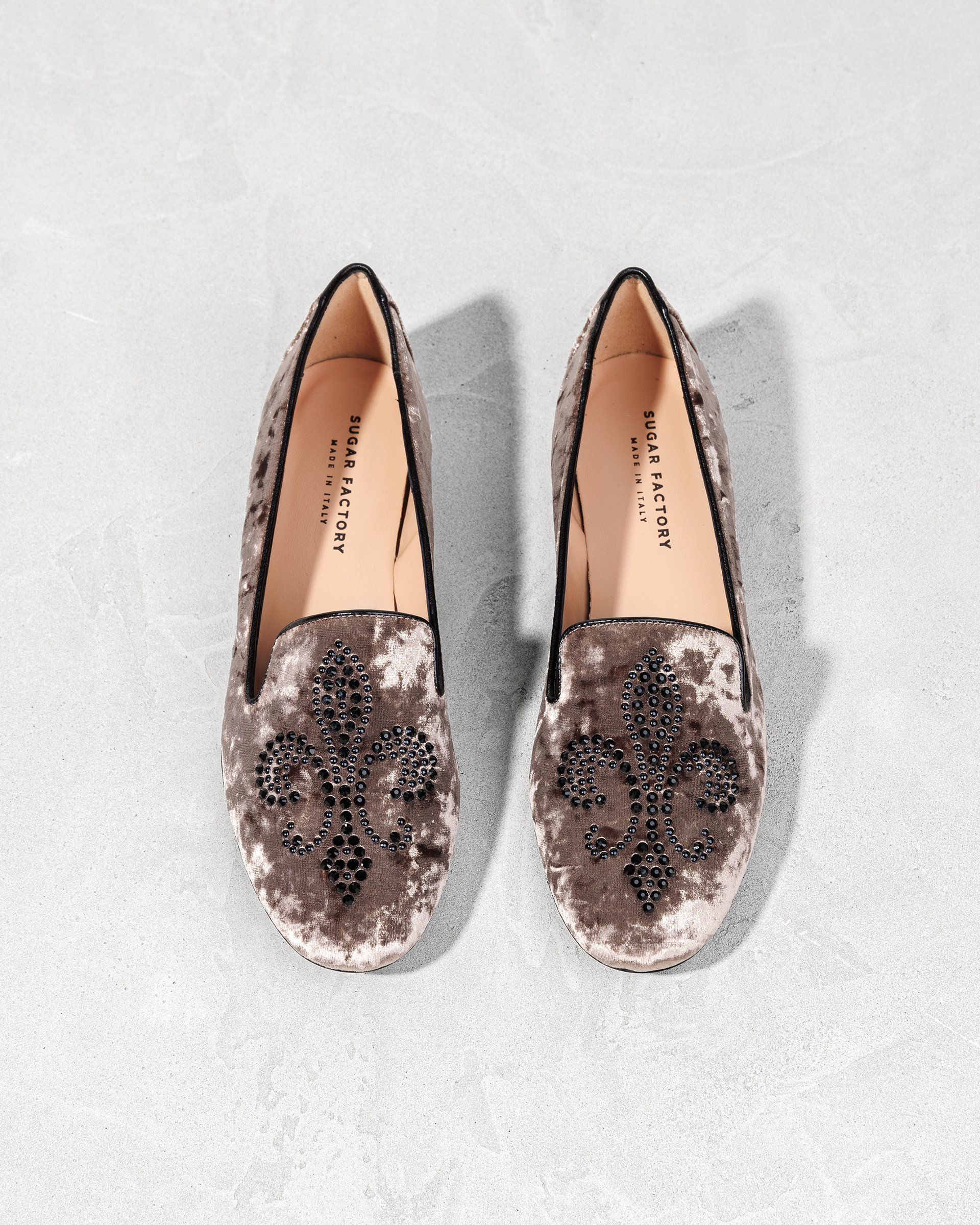 Бежевые текстильные лоферы с кристаллами - Image 3 of 6