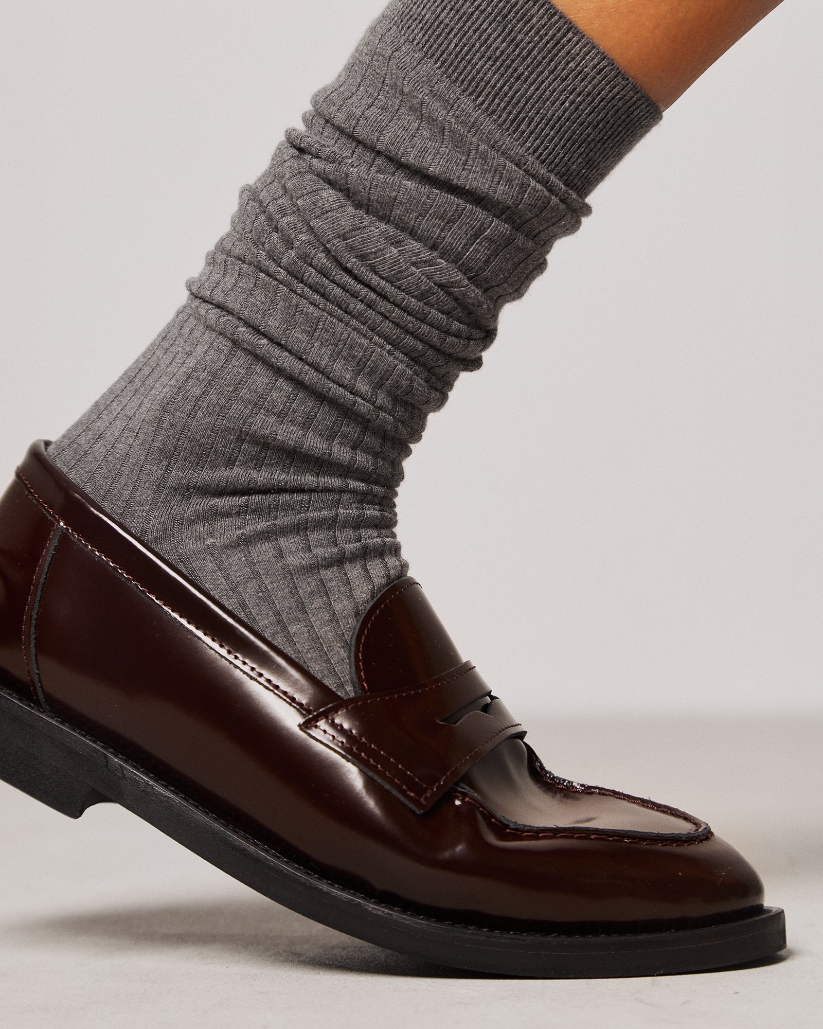 Темно-бордовые кожаные лоферы - Image 5 of 6