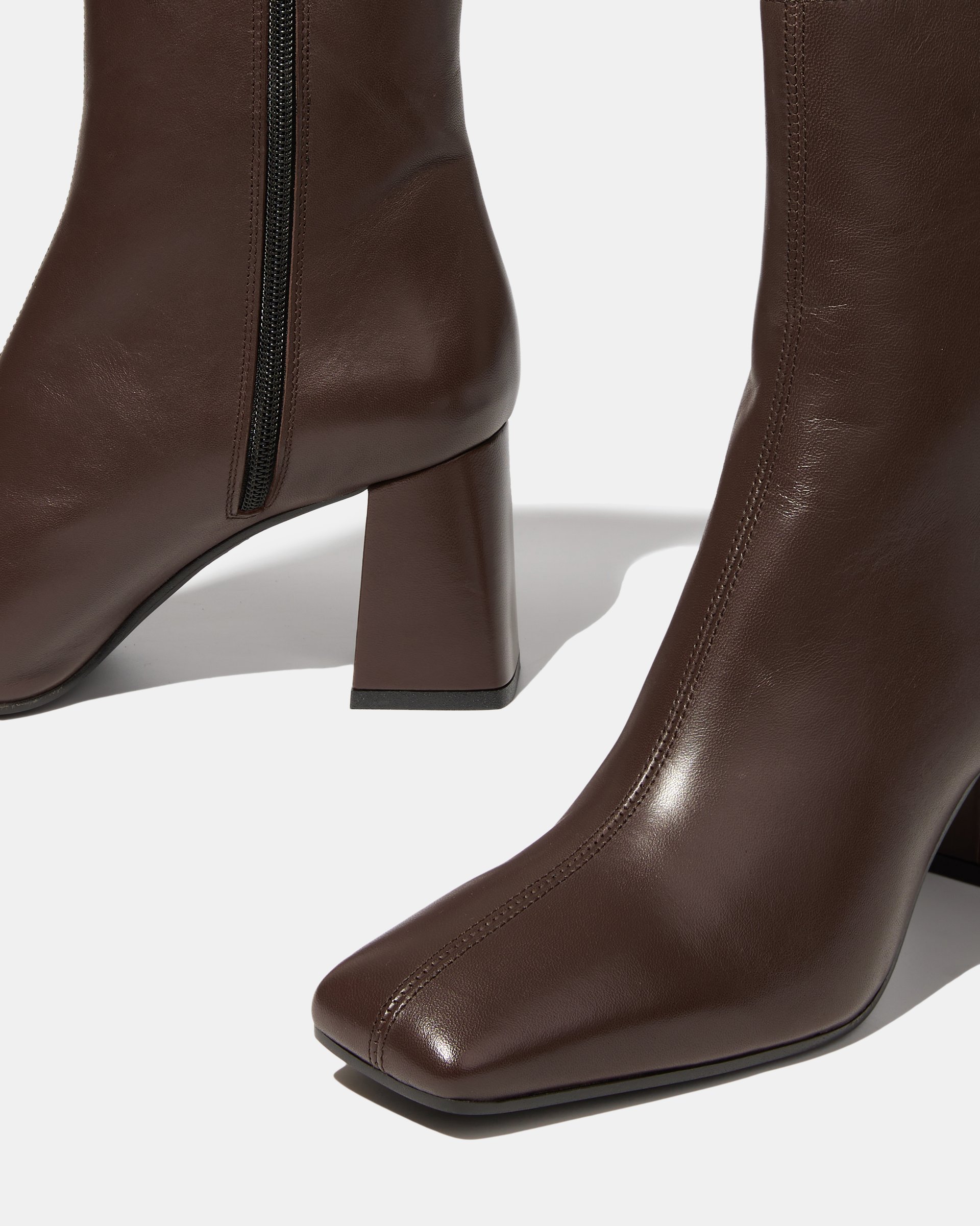 Коричневые кожаные ботинки с квадратным мысом - Image 4 of 6