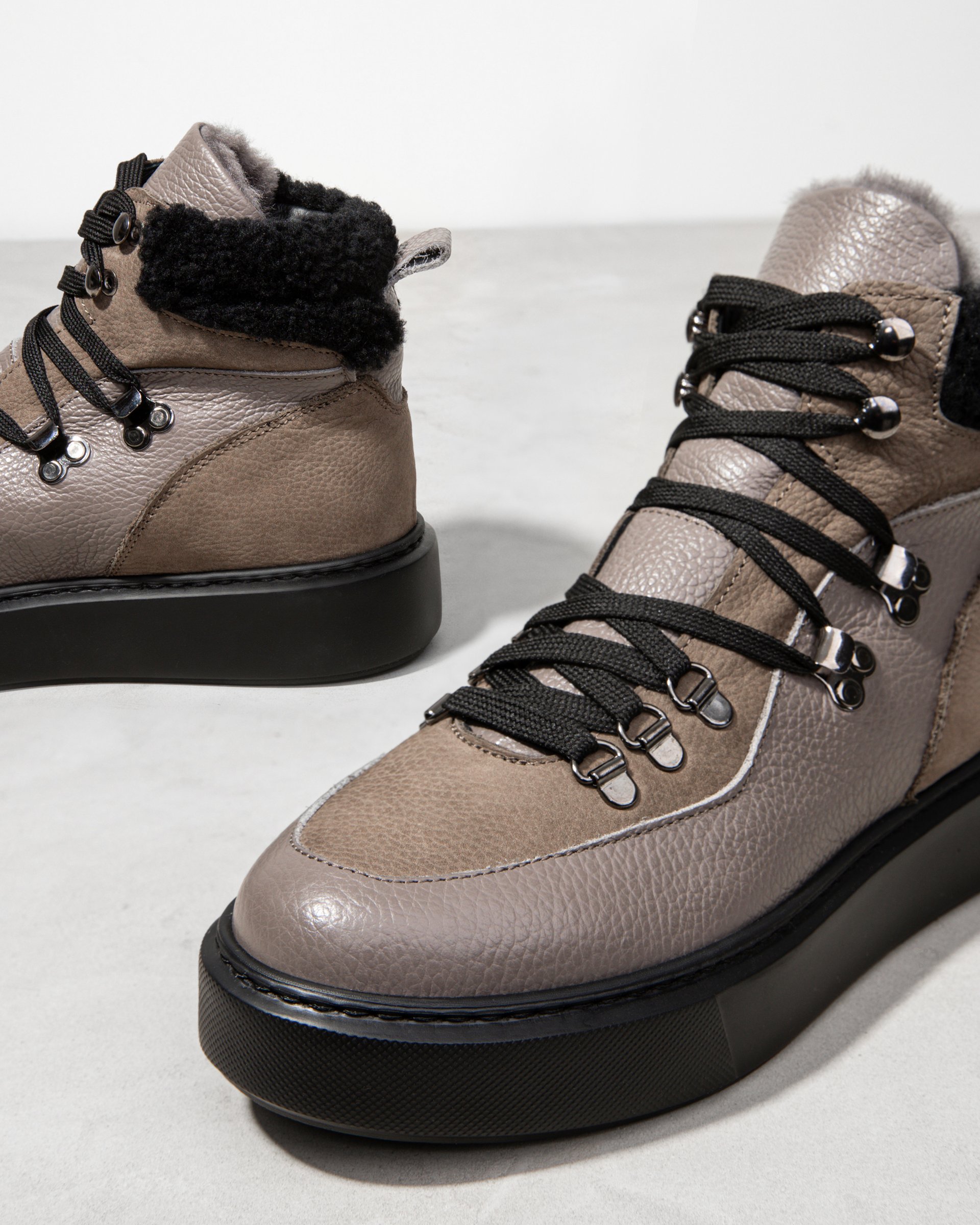Серые зимние кожаные ботинки - Image 4 of 5