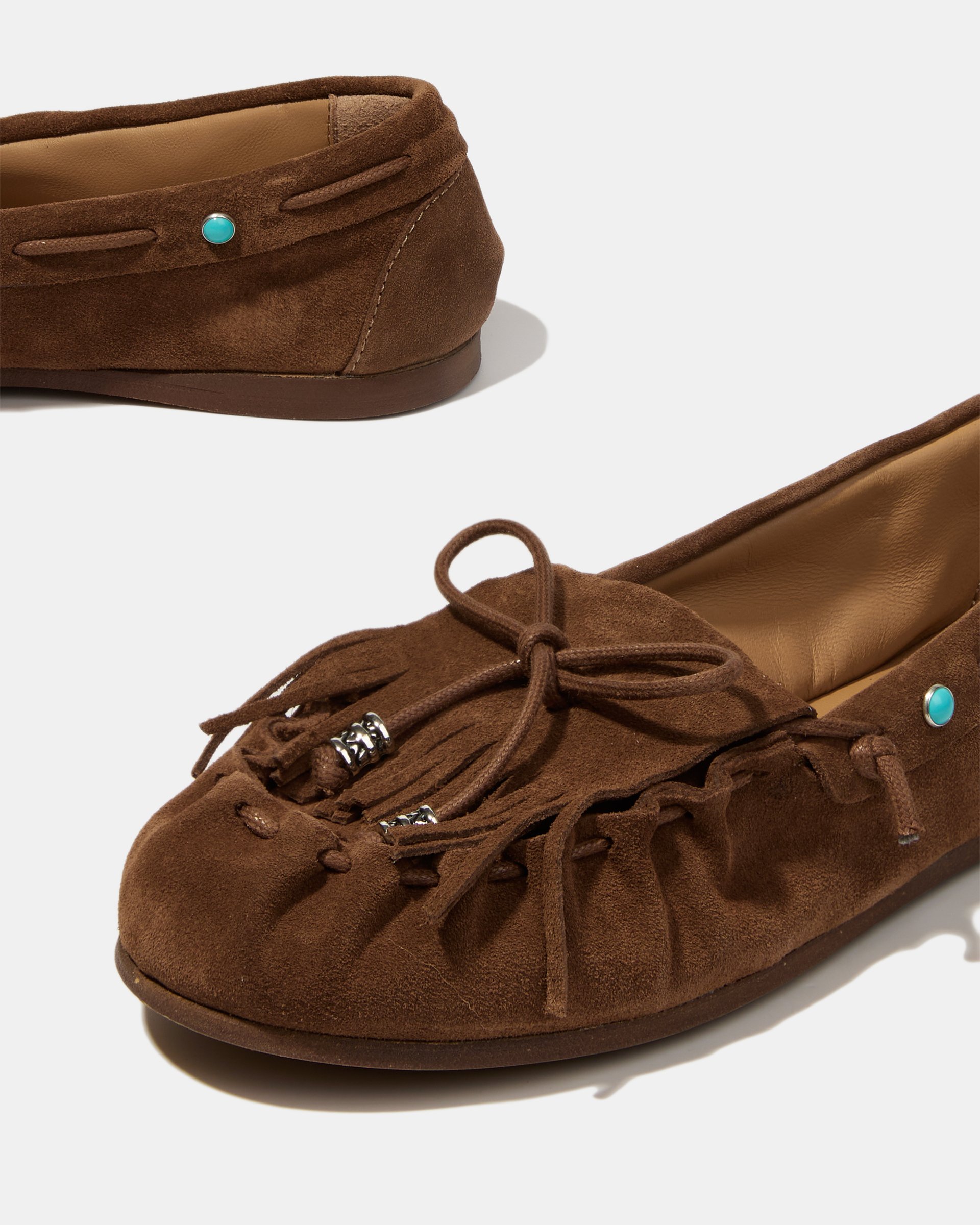 Коричневые замшевые мокасины с бантиком - Image 4 of 4