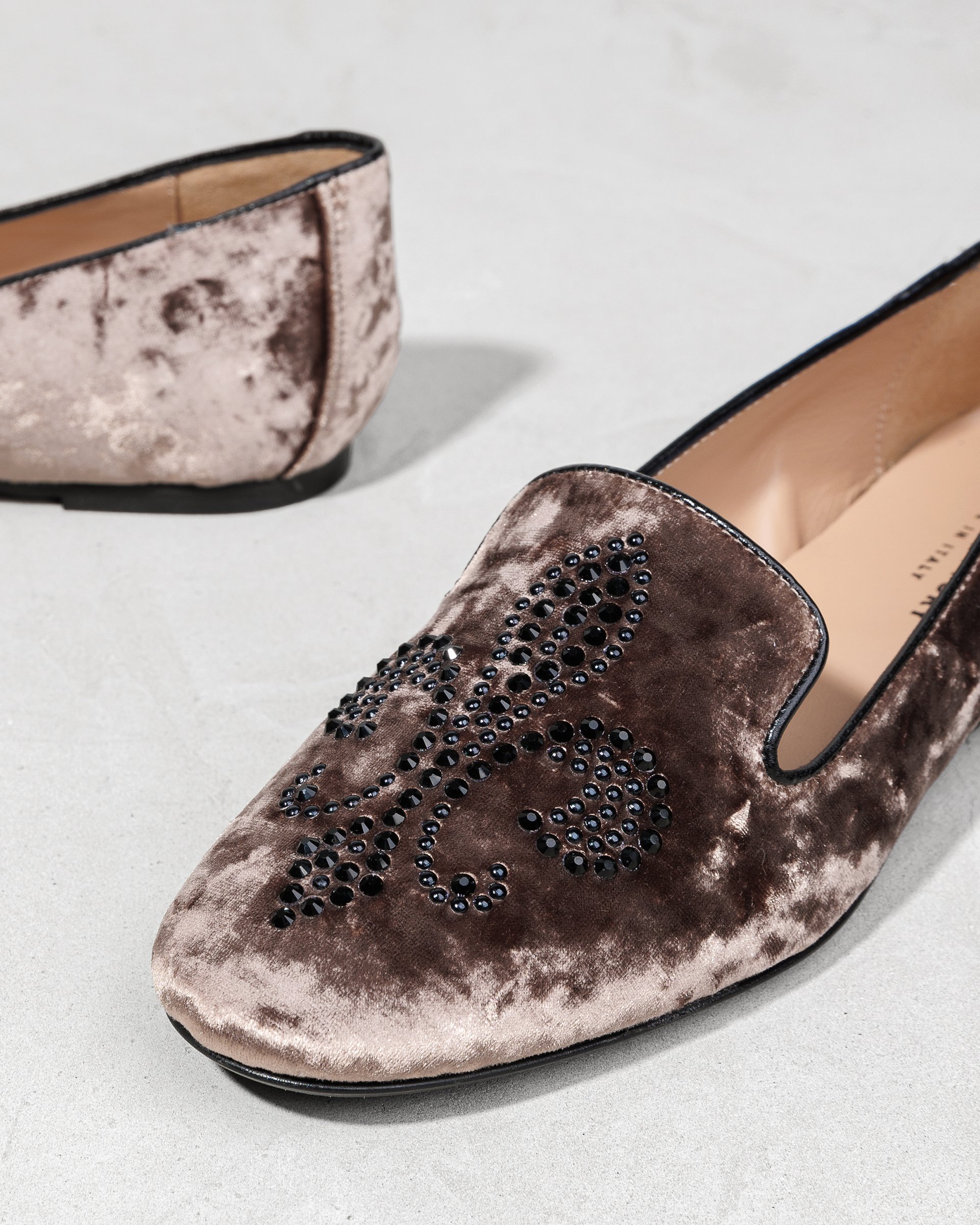 Бежевые текстильные лоферы с кристаллами - Image 4 of 6