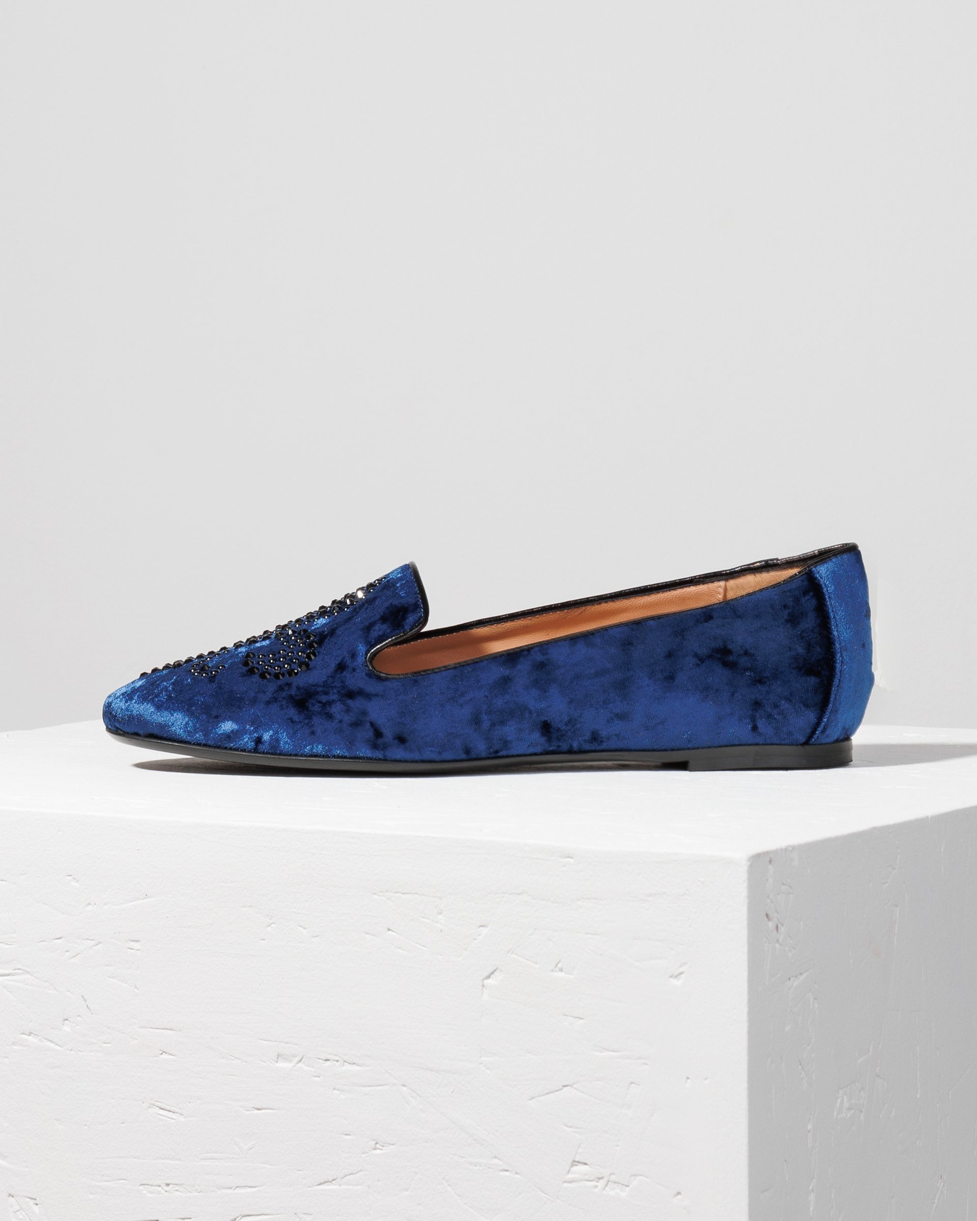 Синие бархатные лоферы - Main image