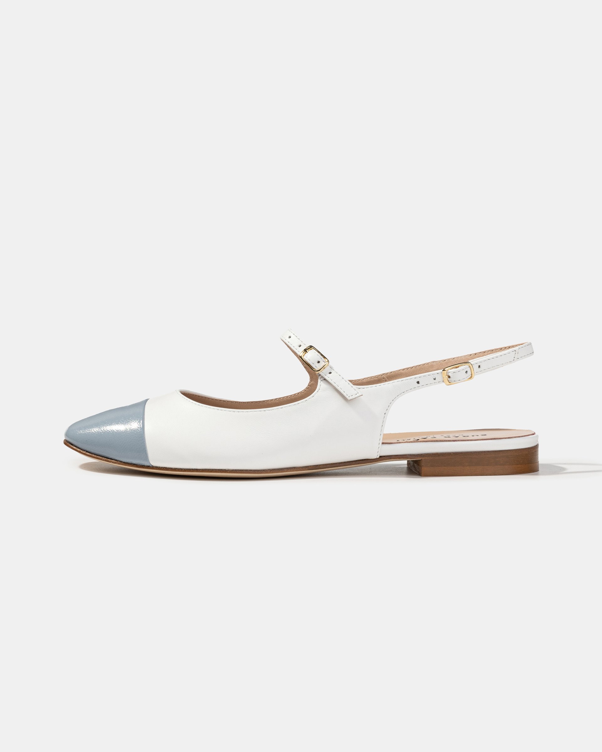 Бело-голубые кожаные туфли - Main image