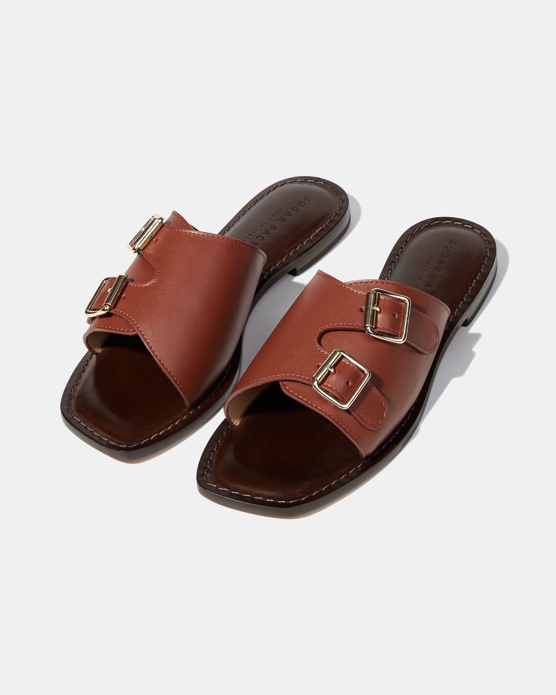 Коричневые кожаные шлепанцы - Image 2 of 5