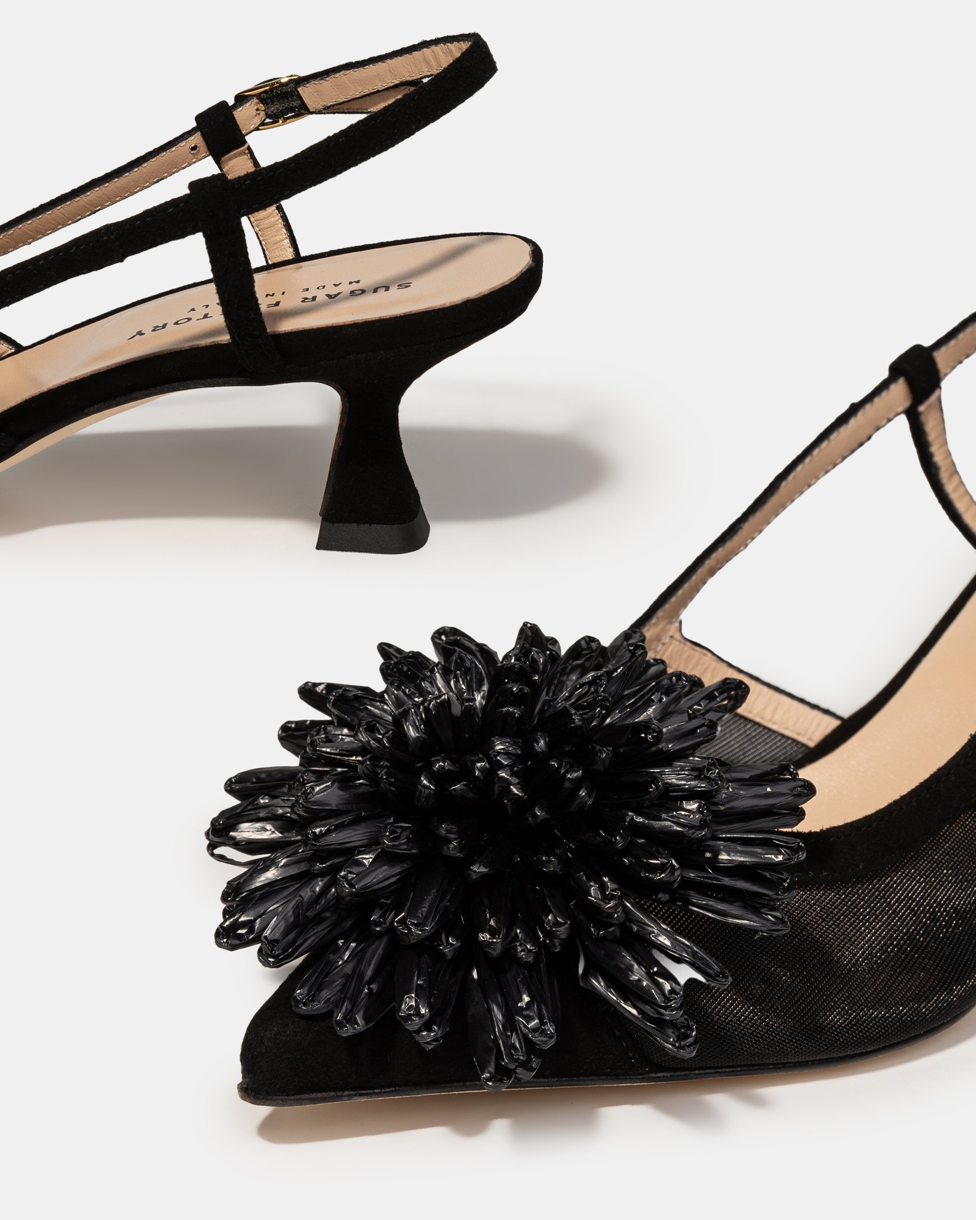 Черные замшевые туфли с цветком - Image 4 of 5