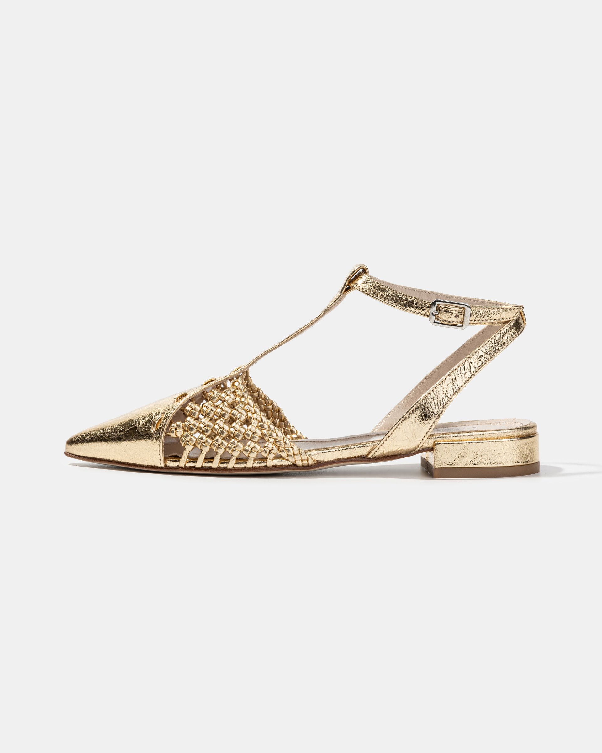 Золотистые туфли из натуральной кожи - Main image